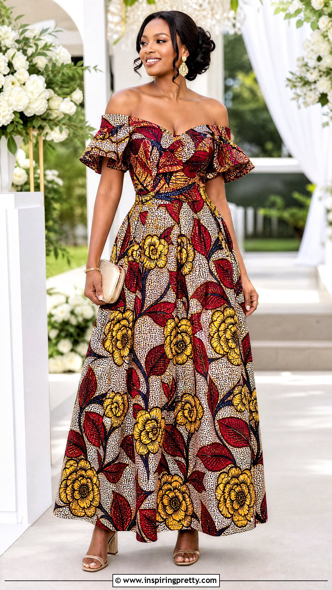 Ankara Off Shoulder Top And Maxi Skirt - 50 Skirt And Top Ankara Styles