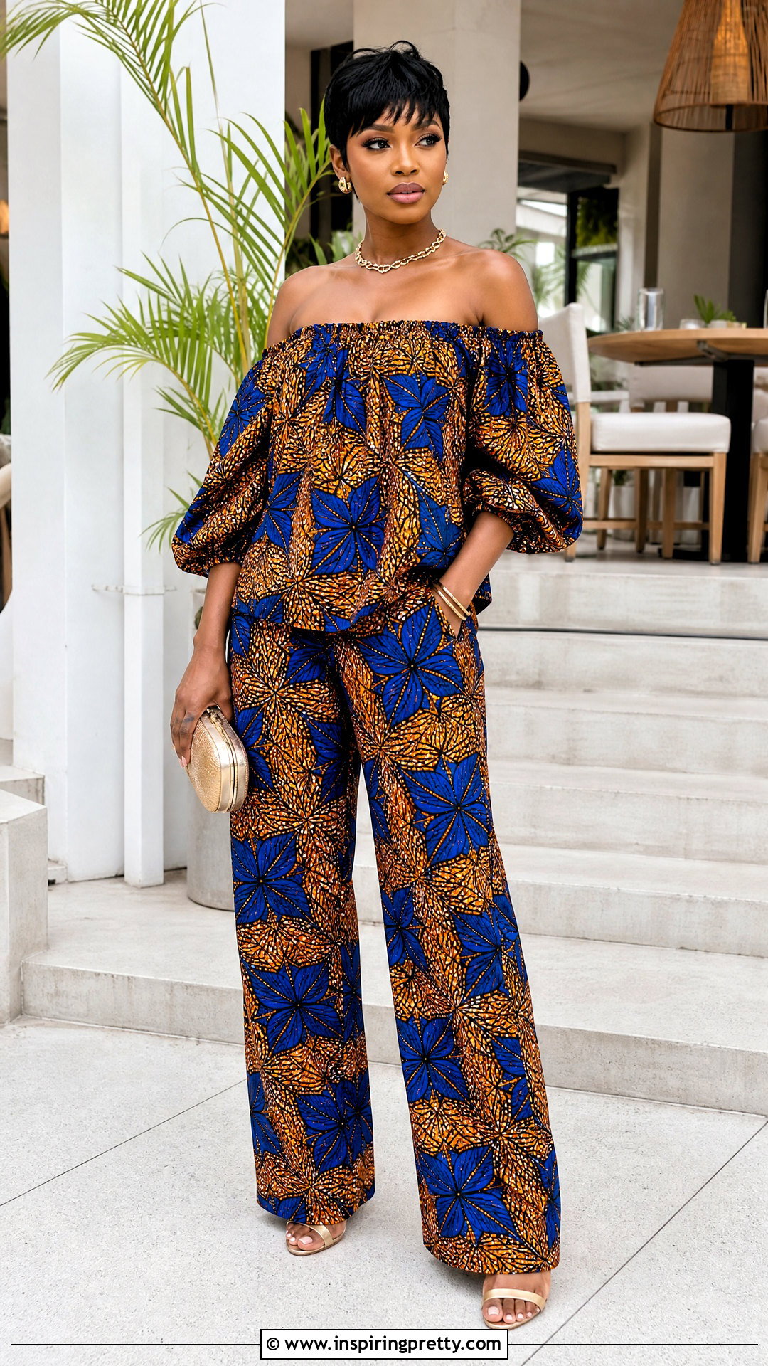 Ankara Off Shoulder Top And Wide Leg Trouser Set - 50 Ankara Two Pieces Trouser And Tops