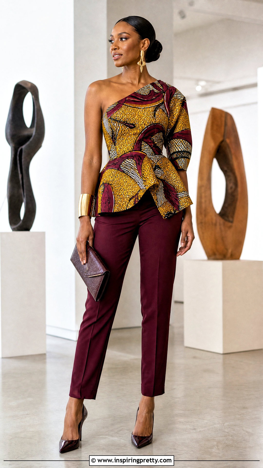 Ankara One Shoulder Top And Cigarette Trousers - 25 trousers and tops ankara outfits