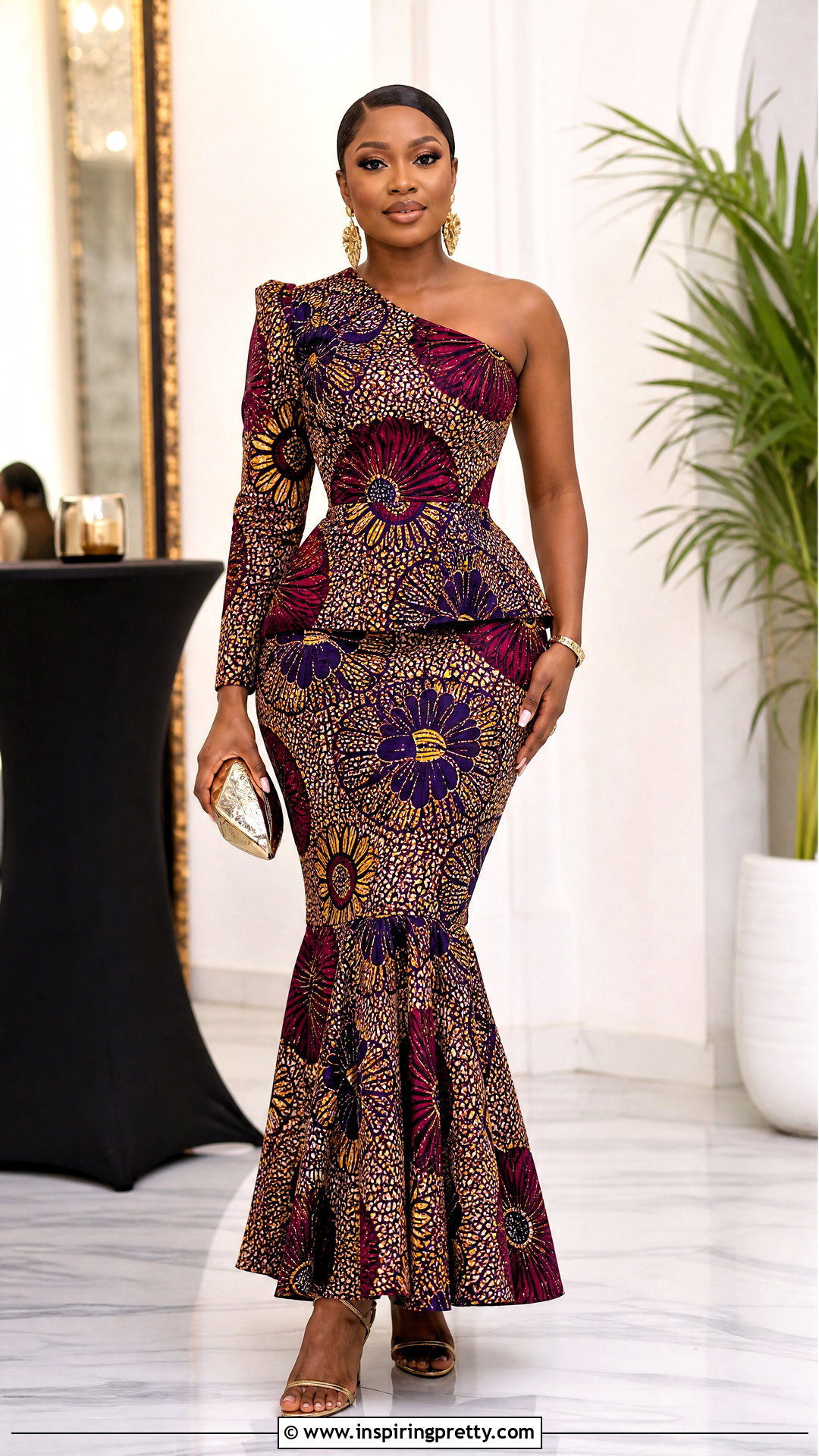 Ankara One Shoulder Top And Mermaid Skirt - 50 Skirt And Top Ankara Styles