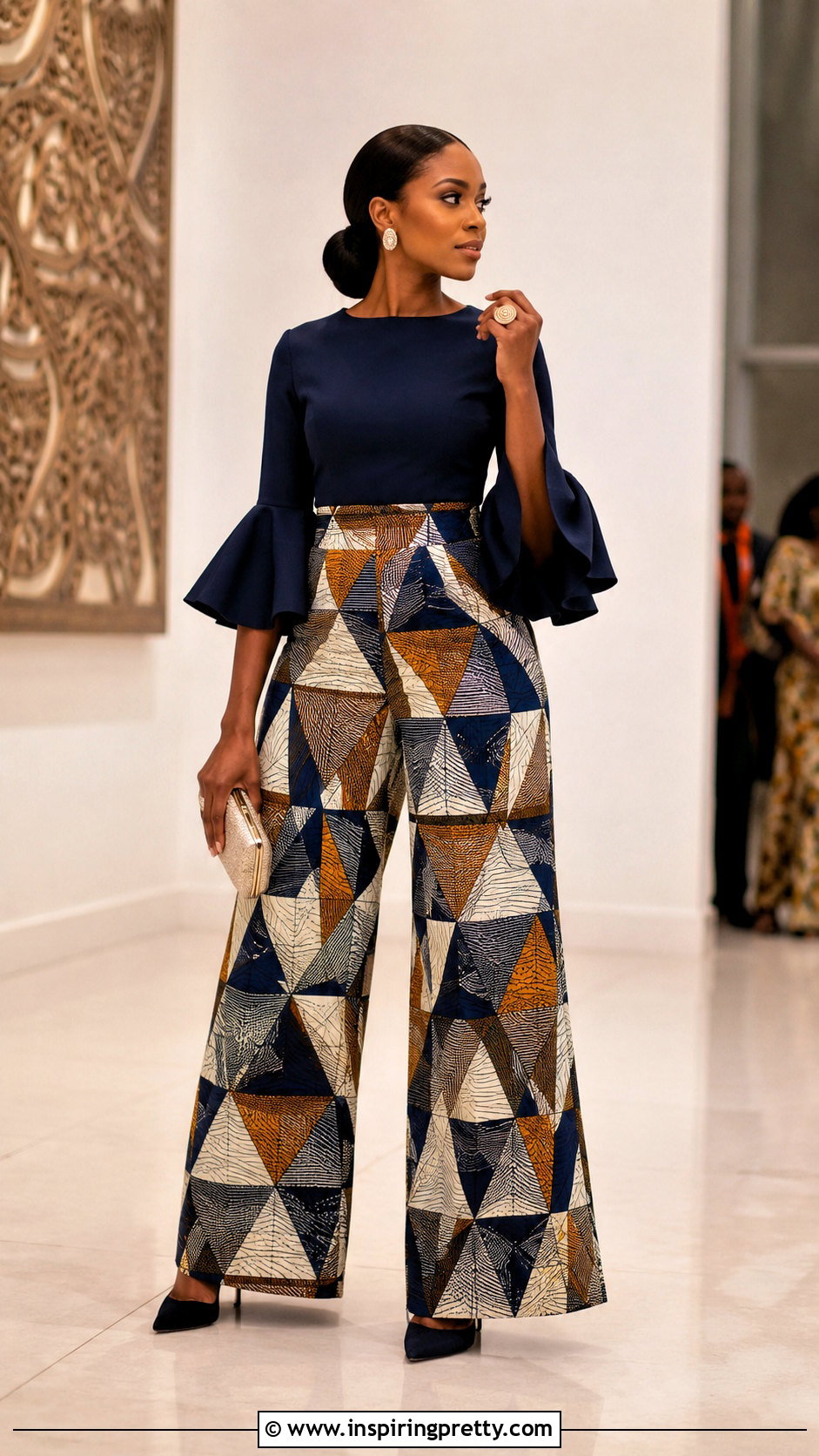 Ankara Palazzo Pants With Bell Sleeve Top - 50 ankara palazzo pants and top