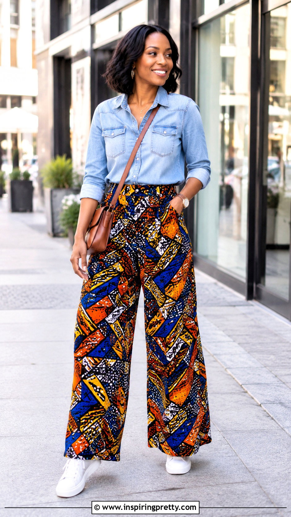 Ankara Palazzo Pants With Denim Shirt - 50 ankara palazzo pants and top