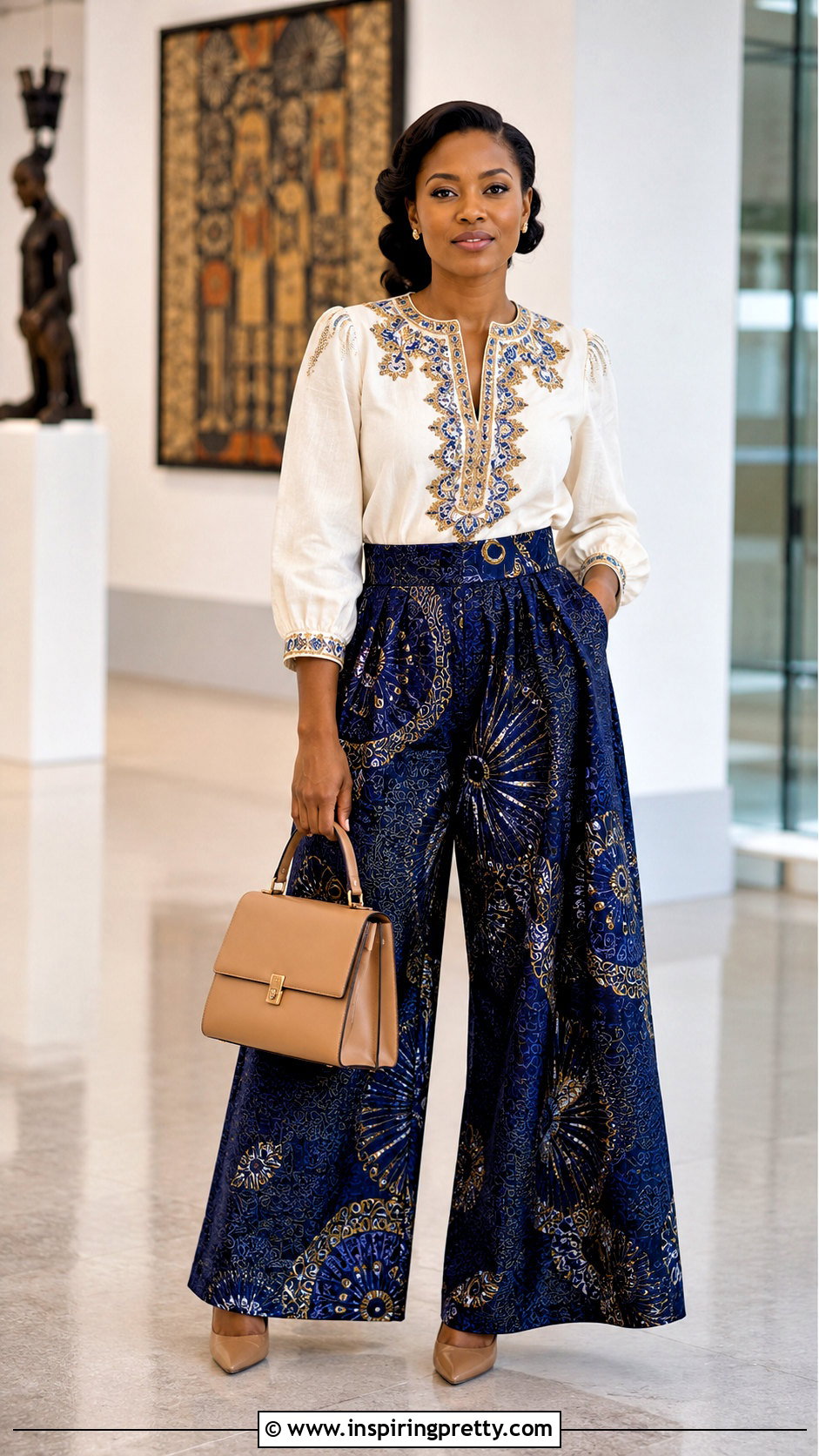 Ankara Palazzo Pants With Embroidered Top - 50 ankara palazzo pants and top