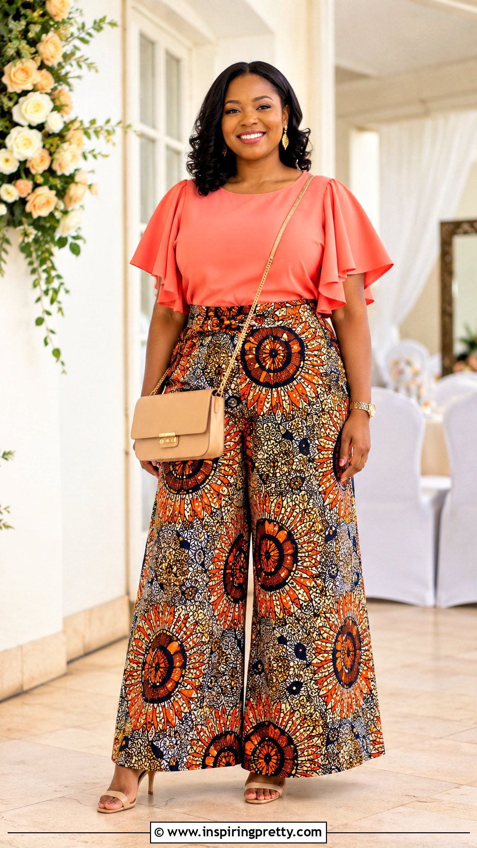 Ankara Palazzo Pants With Flutter Sleeve Top - 50 ankara palazzo pants and top