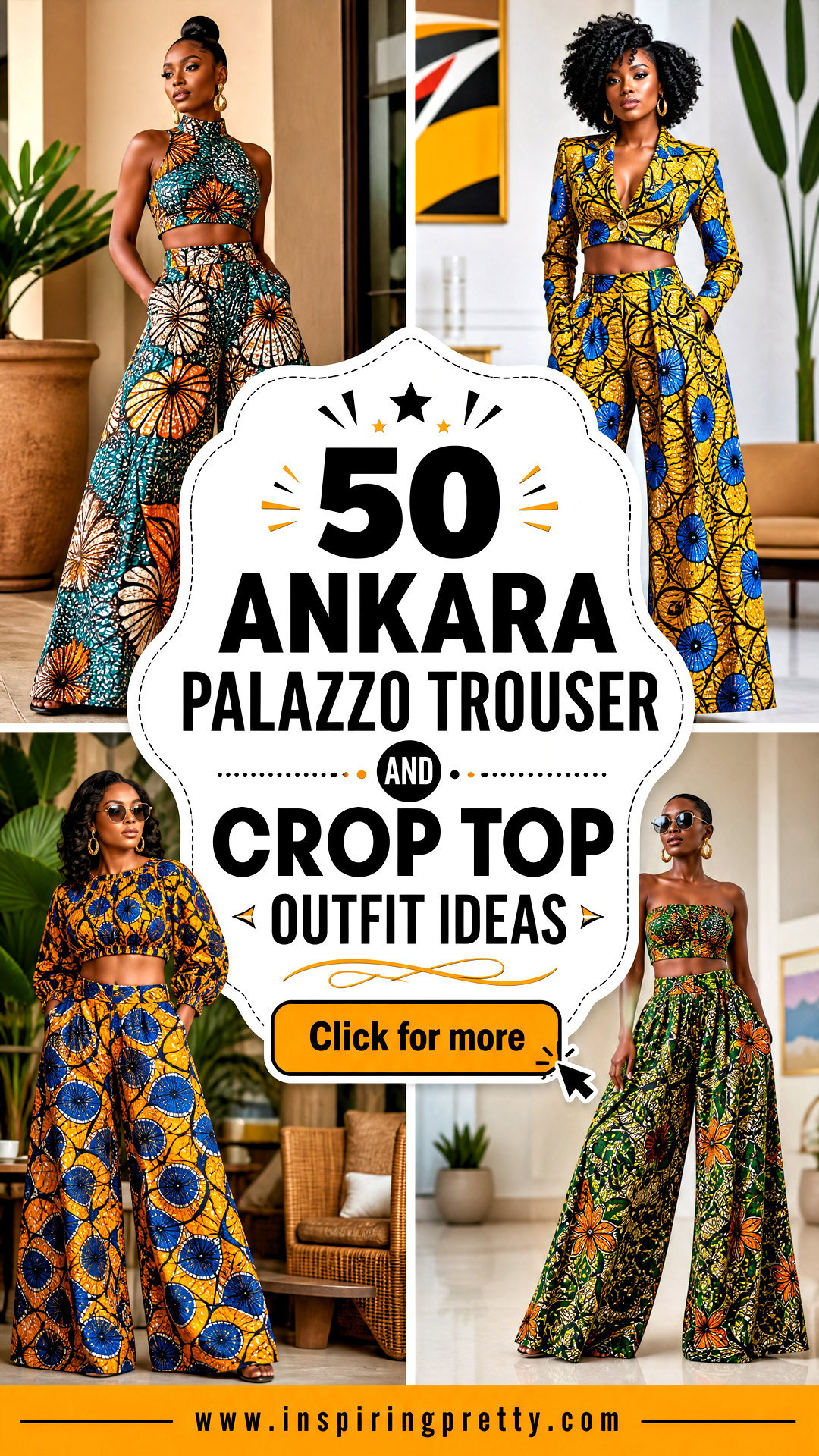 50 Ankara Palazzo Trouser and Crop Top Outfit Ideas to Try - 50 Ankara Palazzo Trouser and Crop Top Outfit Ideas to Try