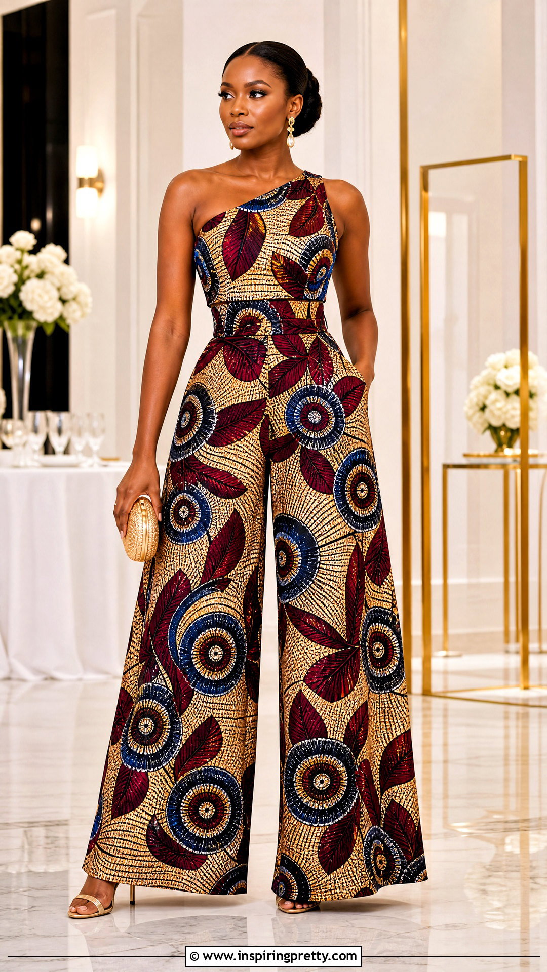 Ankara Palazzo Trousers And One Shoulder Top Outfit - 20 ankara trouser and top for women outfits