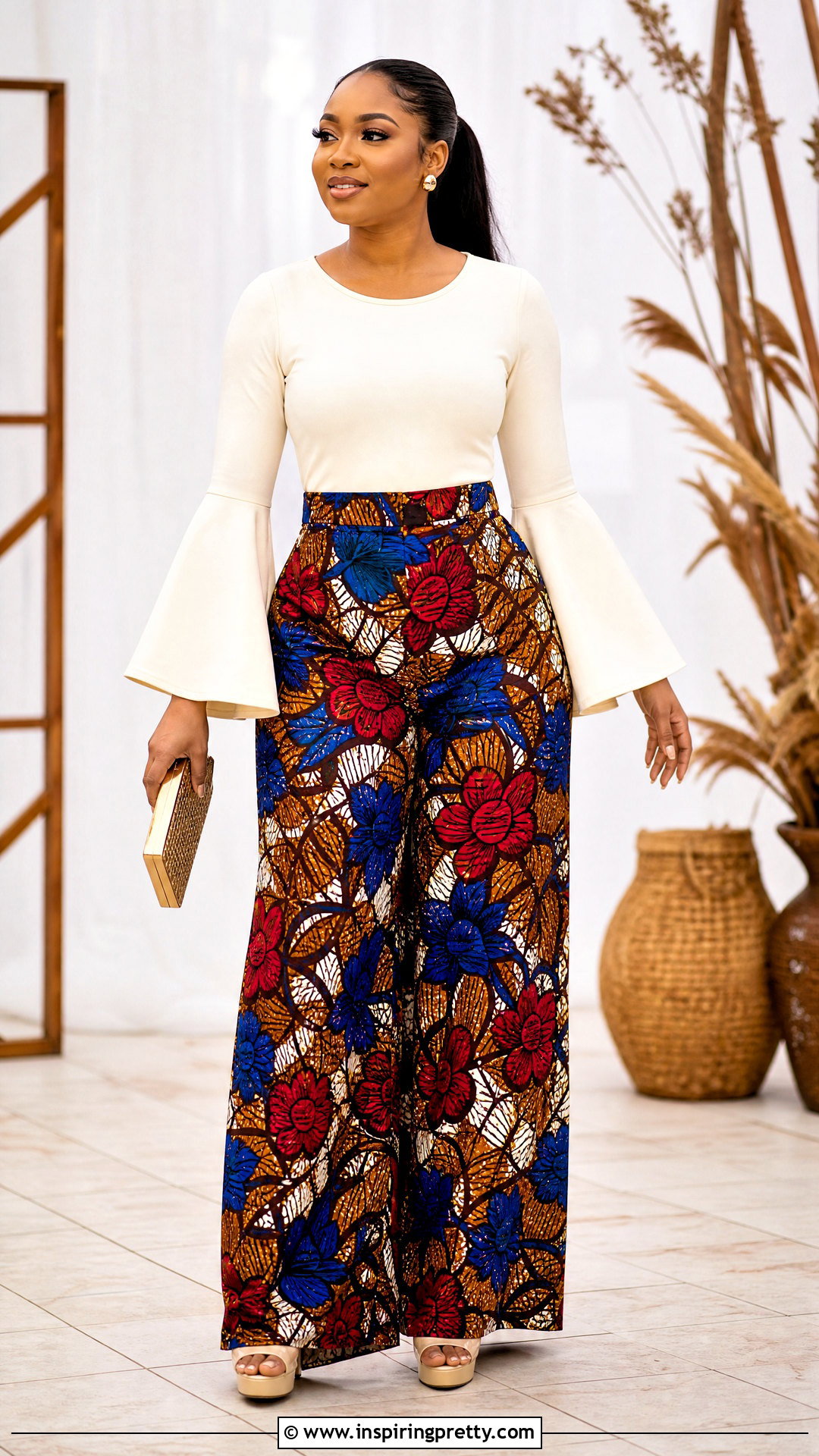 Ankara Palazzo Trousers With A Bell Sleeve Top - 50 ankara palazzo trouser and top outfit ideas