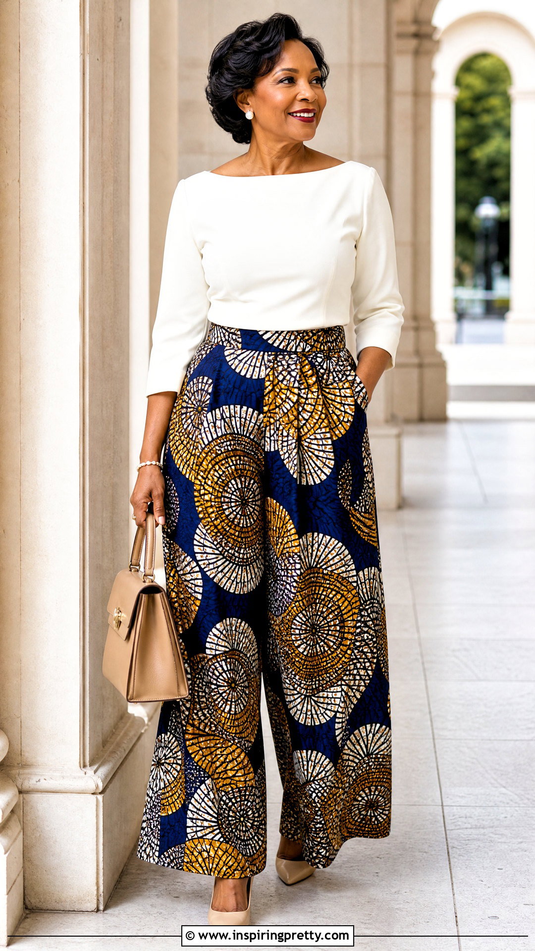 Ankara Palazzo Trousers With A Boat Neck Blouse - 50 ankara palazzo trouser and top outfit ideas