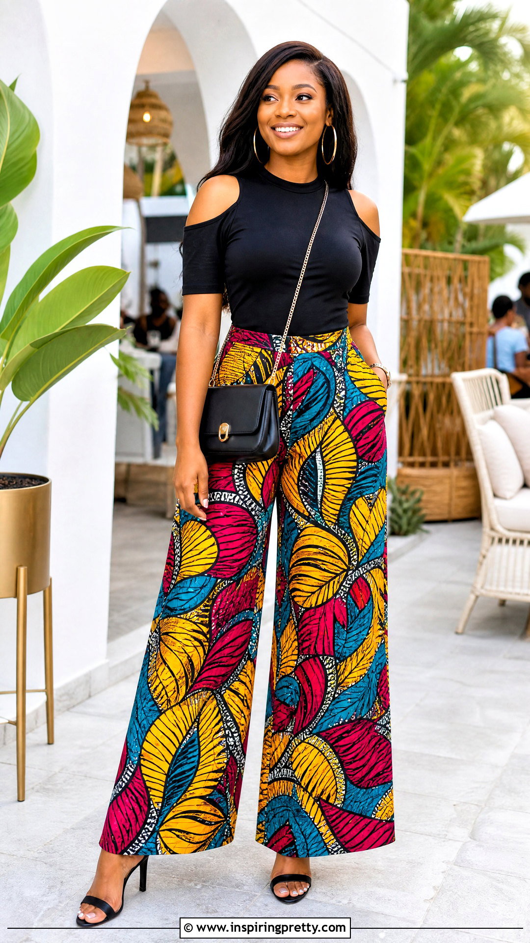 Ankara Palazzo Trousers With A Cold Shoulder Top - 50 ankara palazzo trouser and top outfit ideas