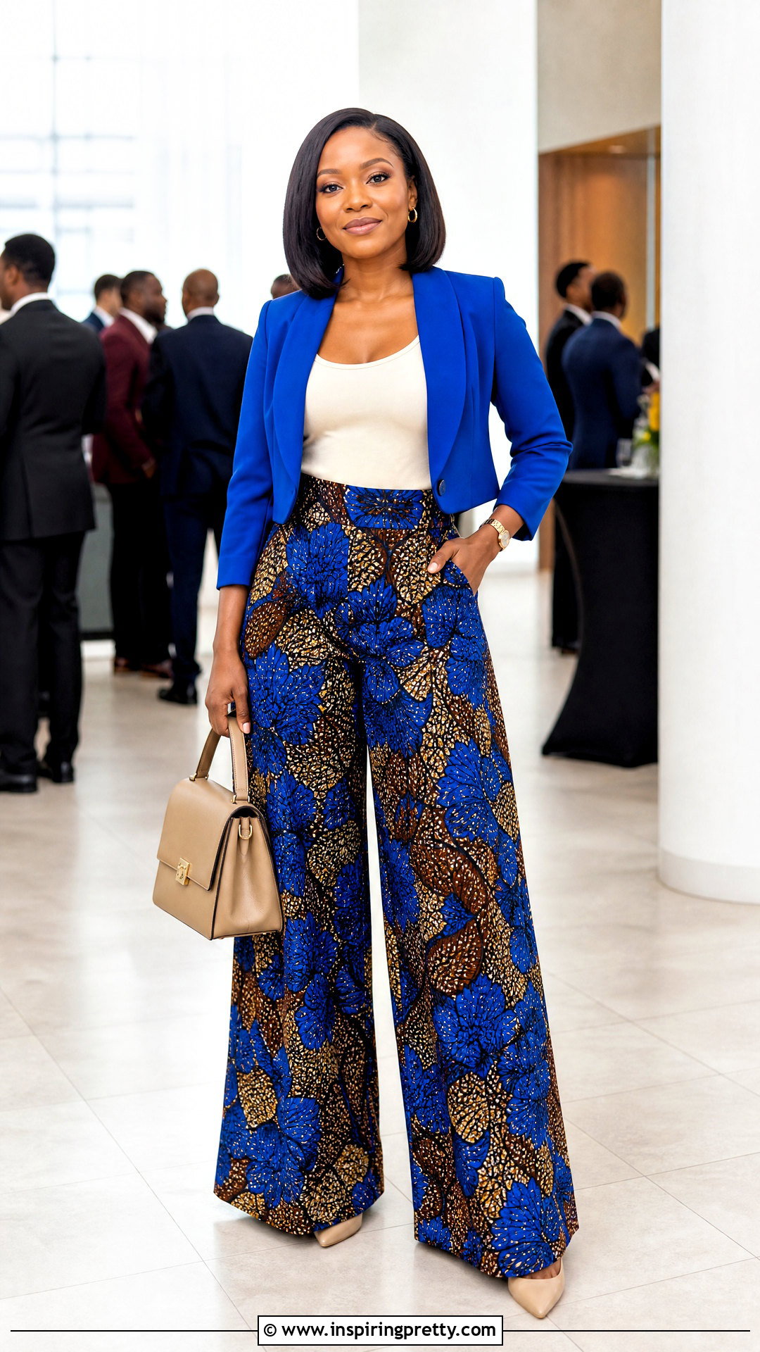 Ankara Palazzo Trousers With A Cropped Blazer - 50 ankara palazzo trouser and top outfit ideas