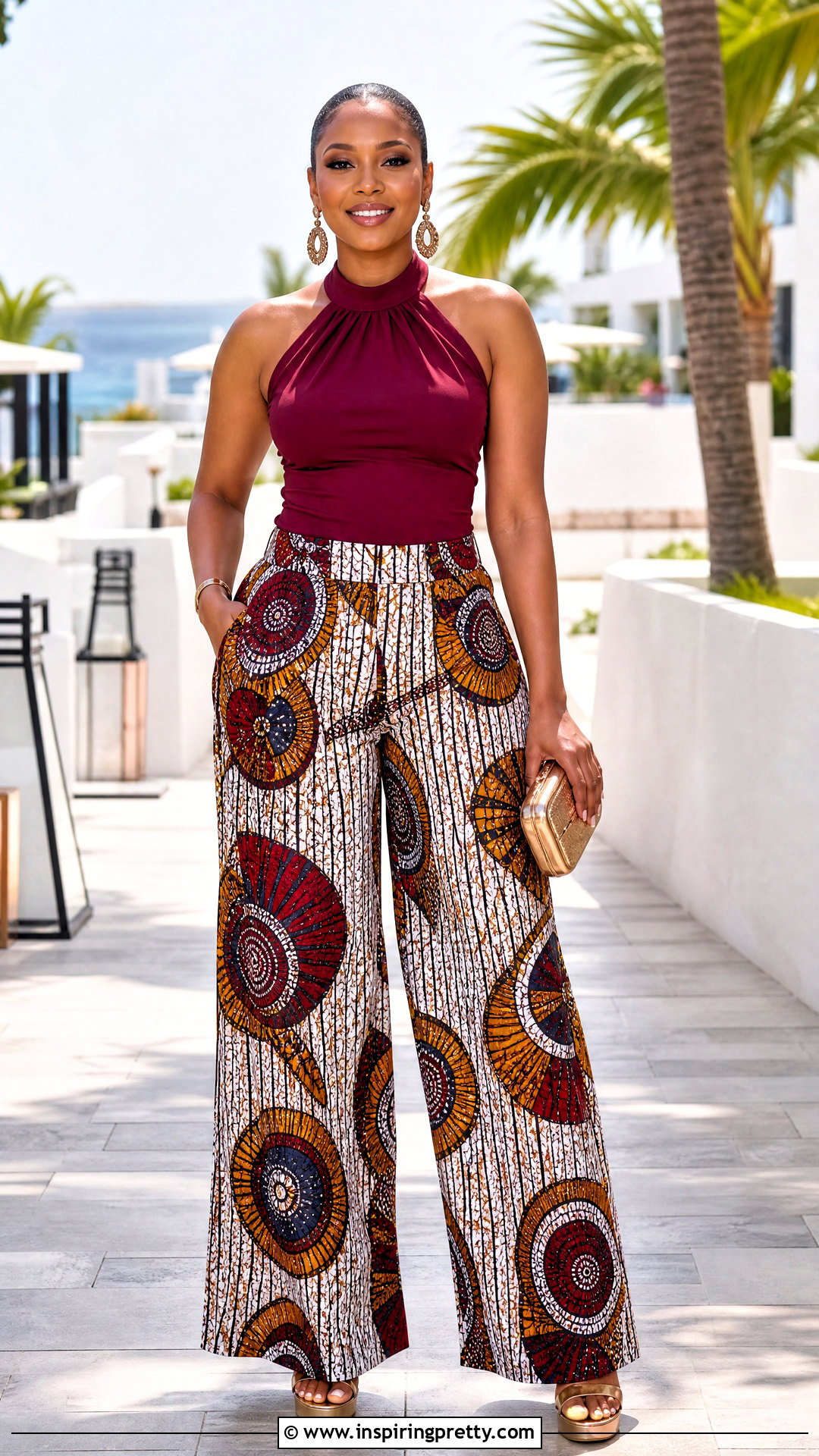 Ankara Palazzo Trousers With A Halter Neck Top - 50 ankara palazzo trouser and top outfit ideas