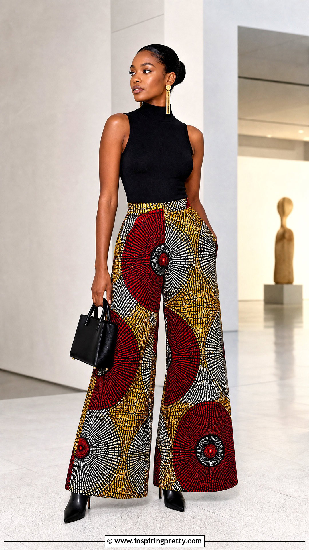 Ankara Palazzo Trousers With A High Neck Top - 50 ankara palazzo trouser and top outfit ideas