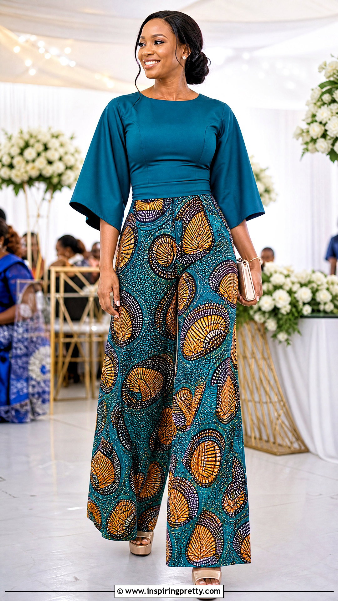 Ankara Palazzo Trousers With A Kimono Sleeve Top - 50 ankara palazzo trouser and top outfit ideas