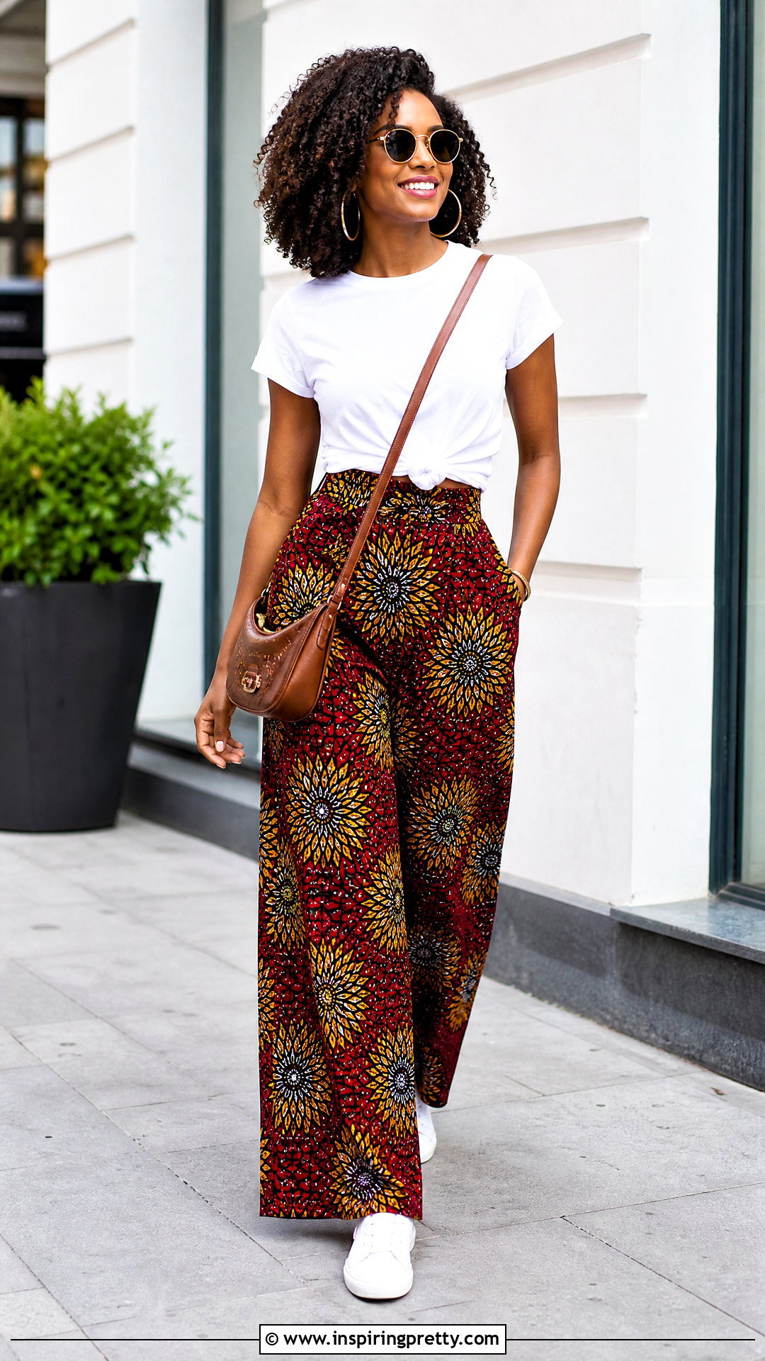 Ankara Palazzo Trousers With A Knotted T Shirt - 50 ankara palazzo trouser and top outfit ideas