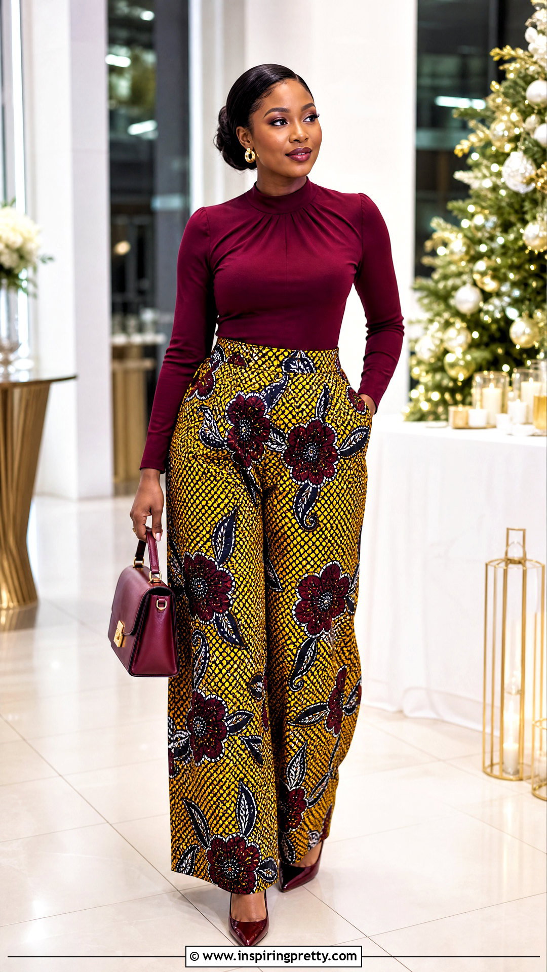 Ankara Palazzo Trousers With A Long Sleeve Fitted Top - 50 ankara palazzo trouser and top outfit ideas