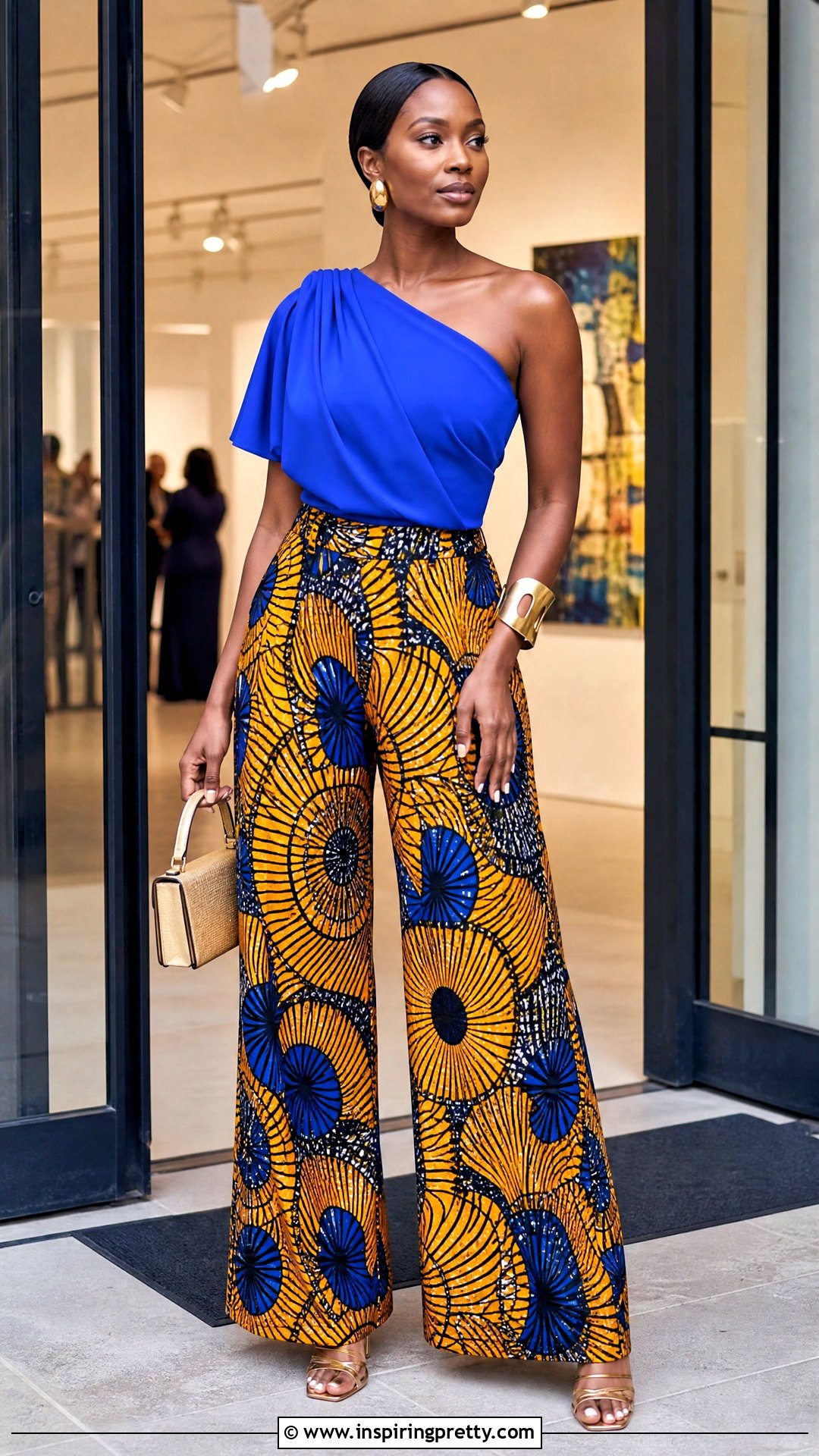 Ankara Palazzo Trousers With A One Shoulder Top - 50 ankara palazzo trouser and top outfit ideas