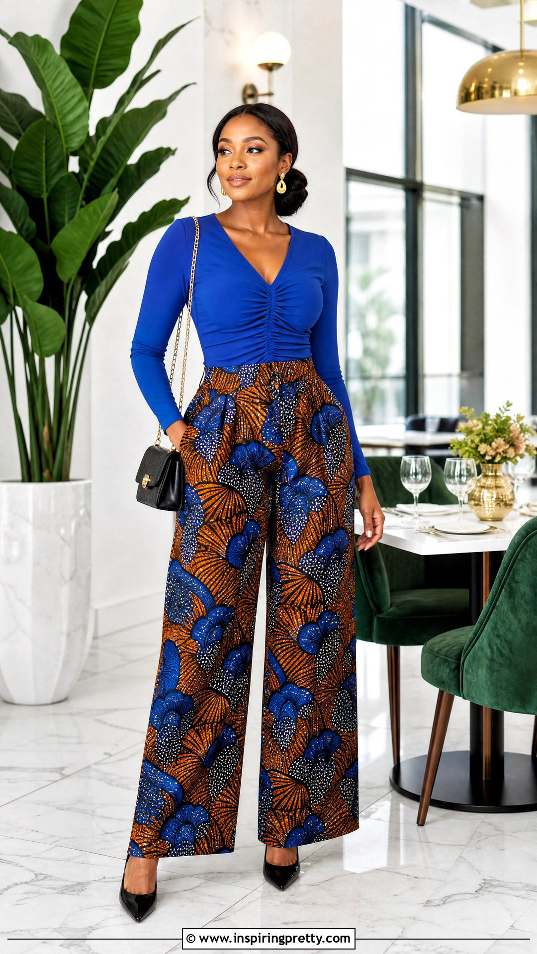 Ankara Palazzo Trousers With A Ruched Top - 50 ankara palazzo trouser and top outfit ideas