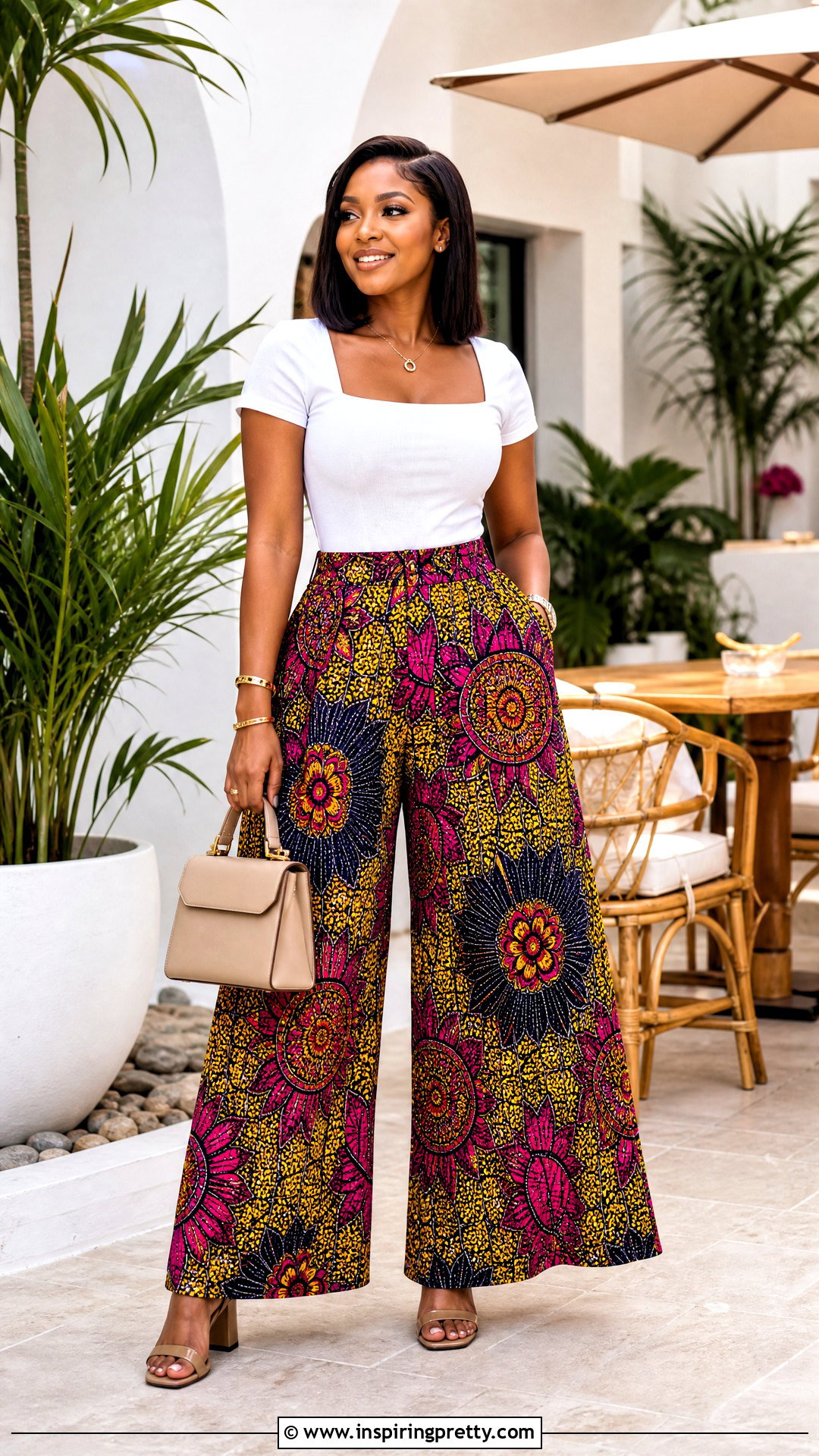 Ankara Palazzo Trousers With A Square Neck Top - 50 ankara palazzo trouser and top outfit ideas