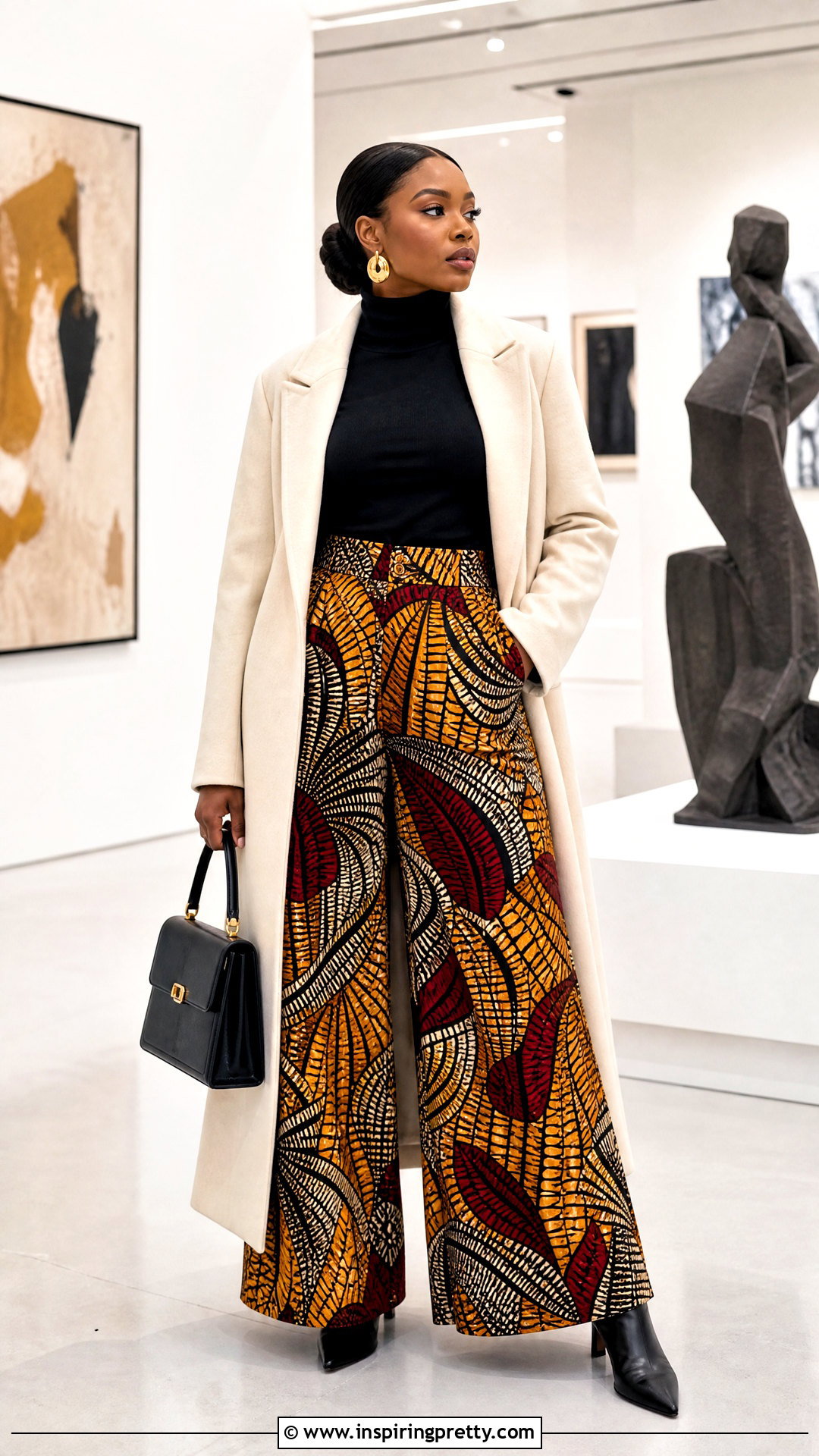 Ankara Palazzo Trousers With A Turtleneck - 50 ankara palazzo trouser and top outfit ideas