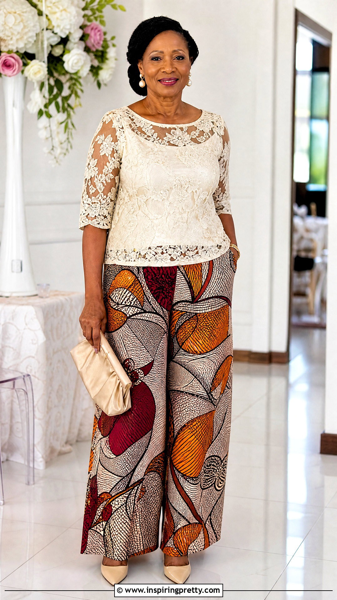 Ankara Palazzo Trousers With Lace Top - 20 ankara palazo trouser and top outfit ideas