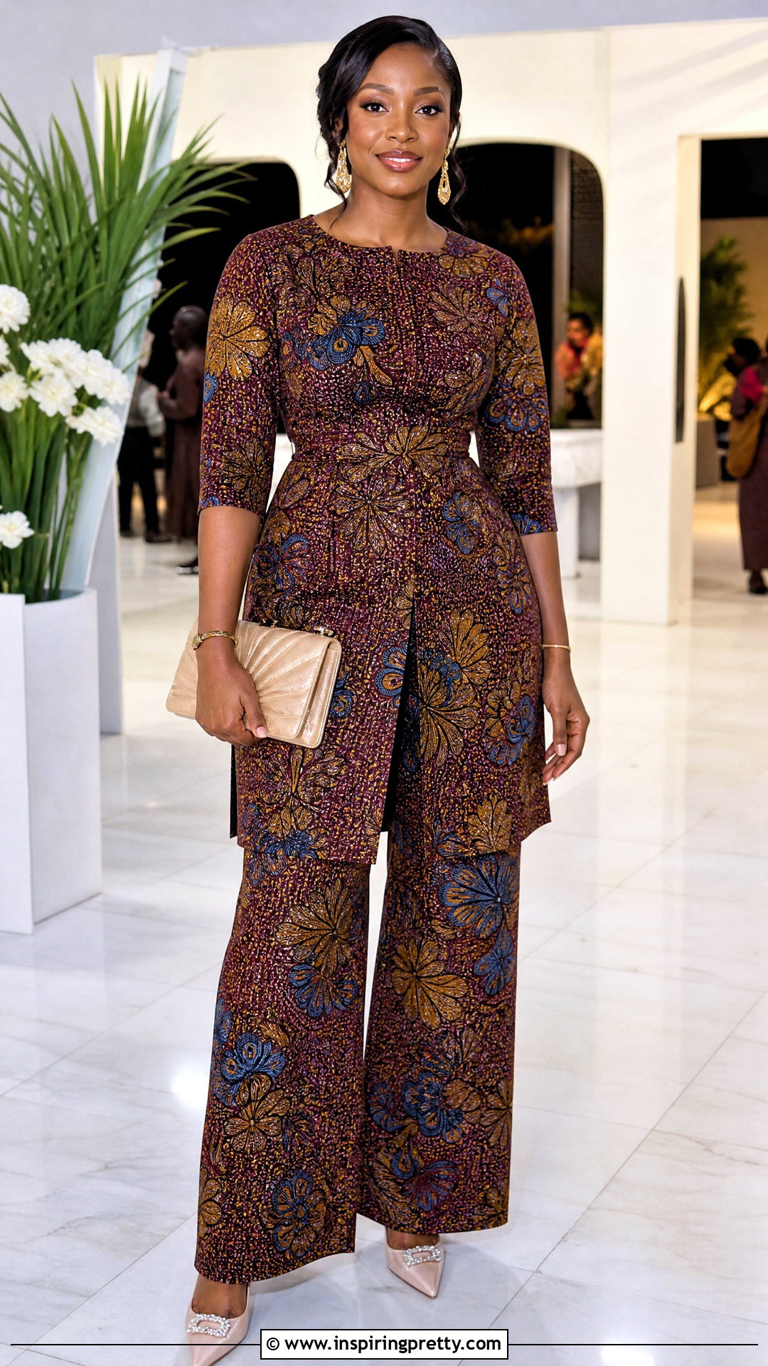 Ankara Palazzo Trousers With Long Tunic Top - 20 ankara palazo trouser and top outfit ideas