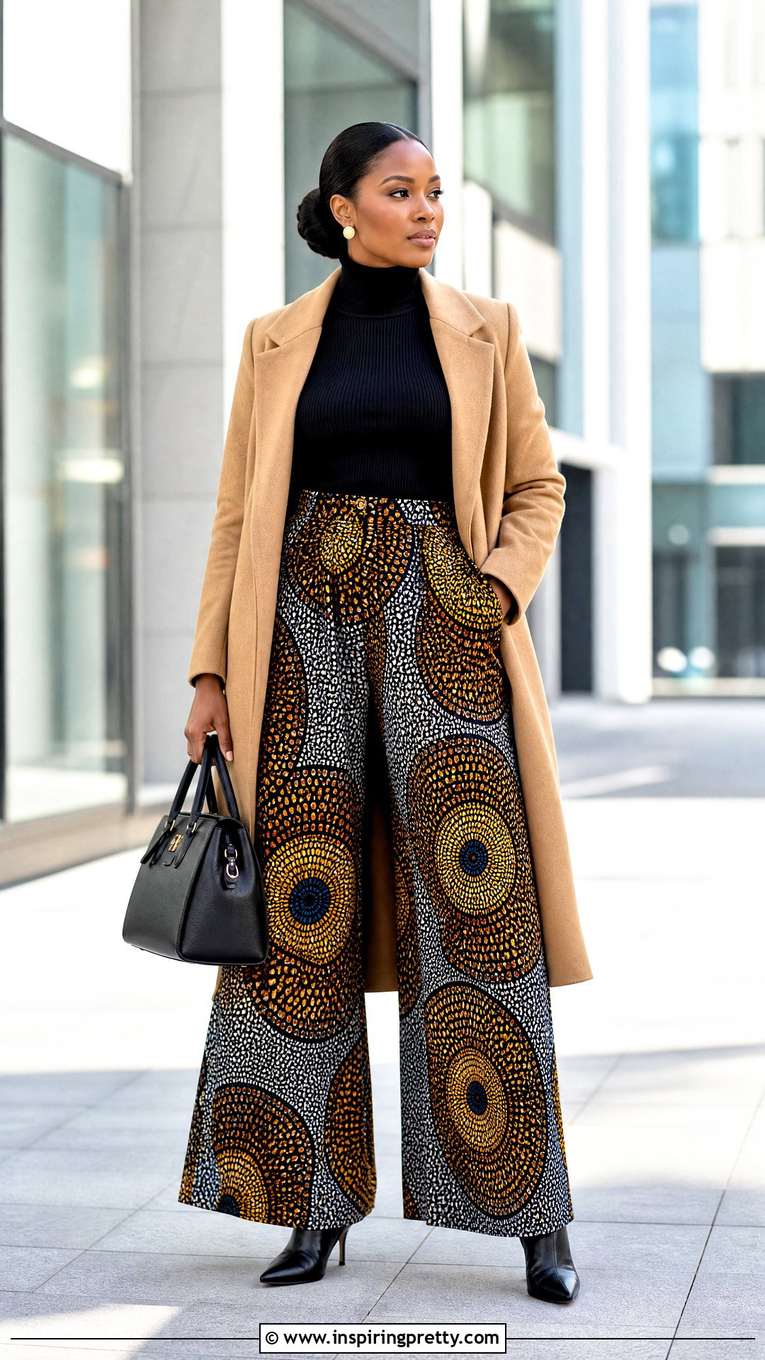 Ankara Palazzo Trousers With Turtleneck Top - 20 ankara palazo trouser and top outfit ideas