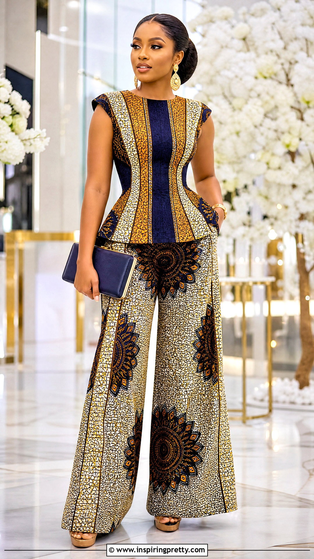 Ankara Paneled Top And Palazzo Trouser Set - 50 Ankara Two Pieces Trouser And Tops