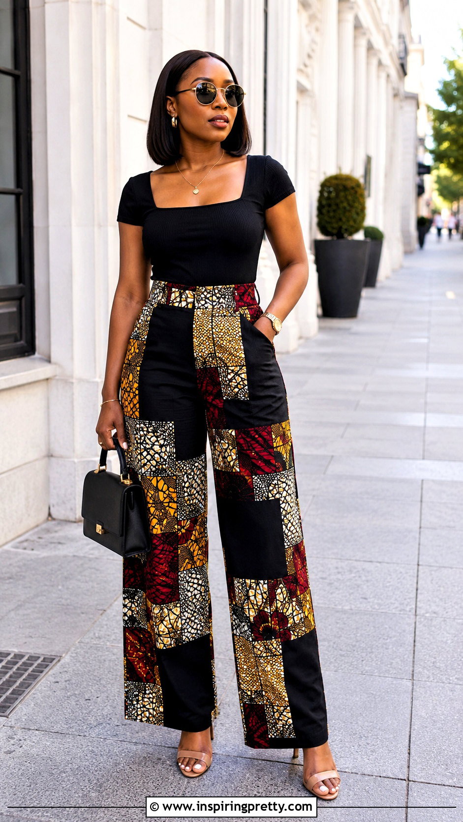 Ankara Patchwork Trousers And Plain Top - 50 ankara trousers and top for women