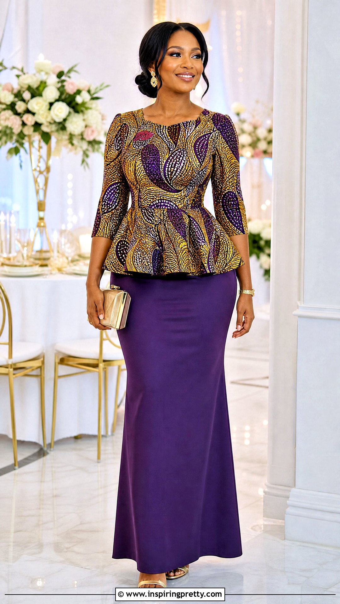 Ankara Peplum Top And Maxi Skirt - 50 Skirt And Top Ankara Styles