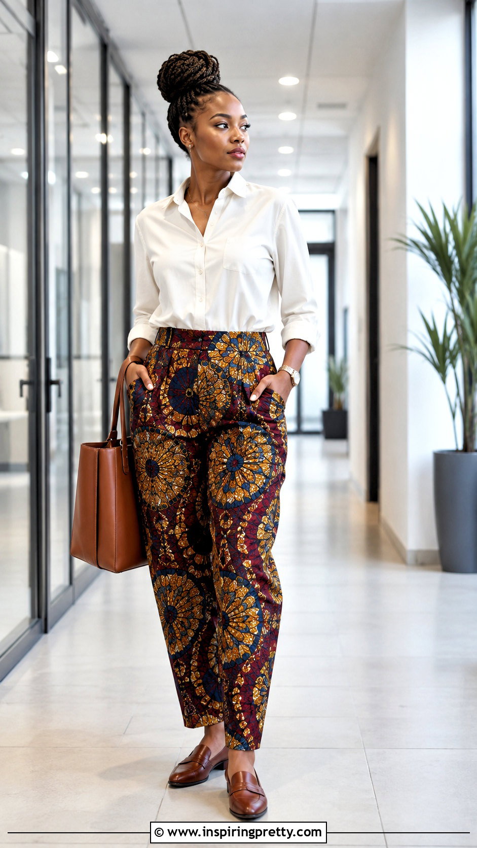 Ankara Pleated Trousers And Button Down Top - 50 ankara trousers and top for women