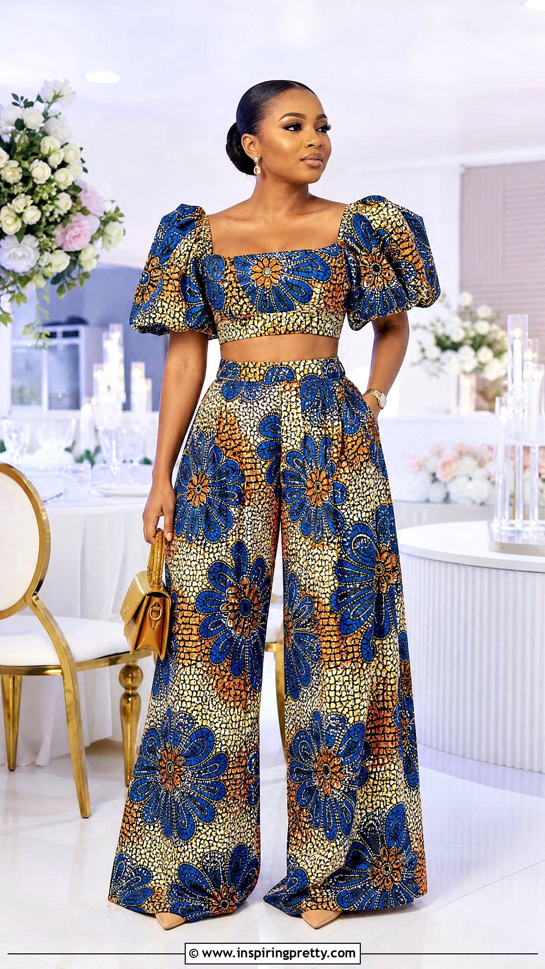 Ankara Puff Sleeve Crop Top And Palazzo Pants - 50 ankara crop top and palazzo pants