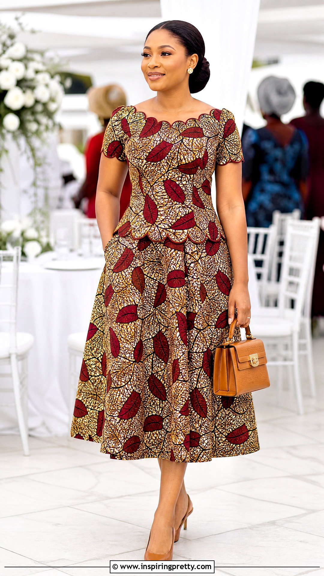 Ankara Scalloped Top And Midi Skirt - 50 Skirt And Top Ankara Styles