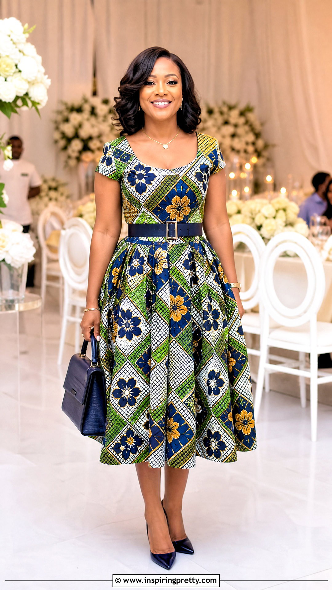 Ankara Scoop Neck Top And Box Pleat Skirt Outfit - 50 ankara top and skirt outfits