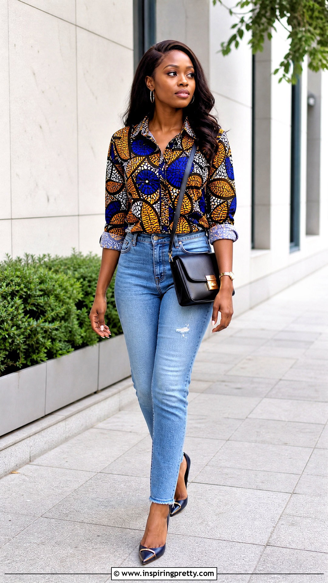 Ankara Shirt Top With Distressed Jeans - 50 ankara top styles for jeans