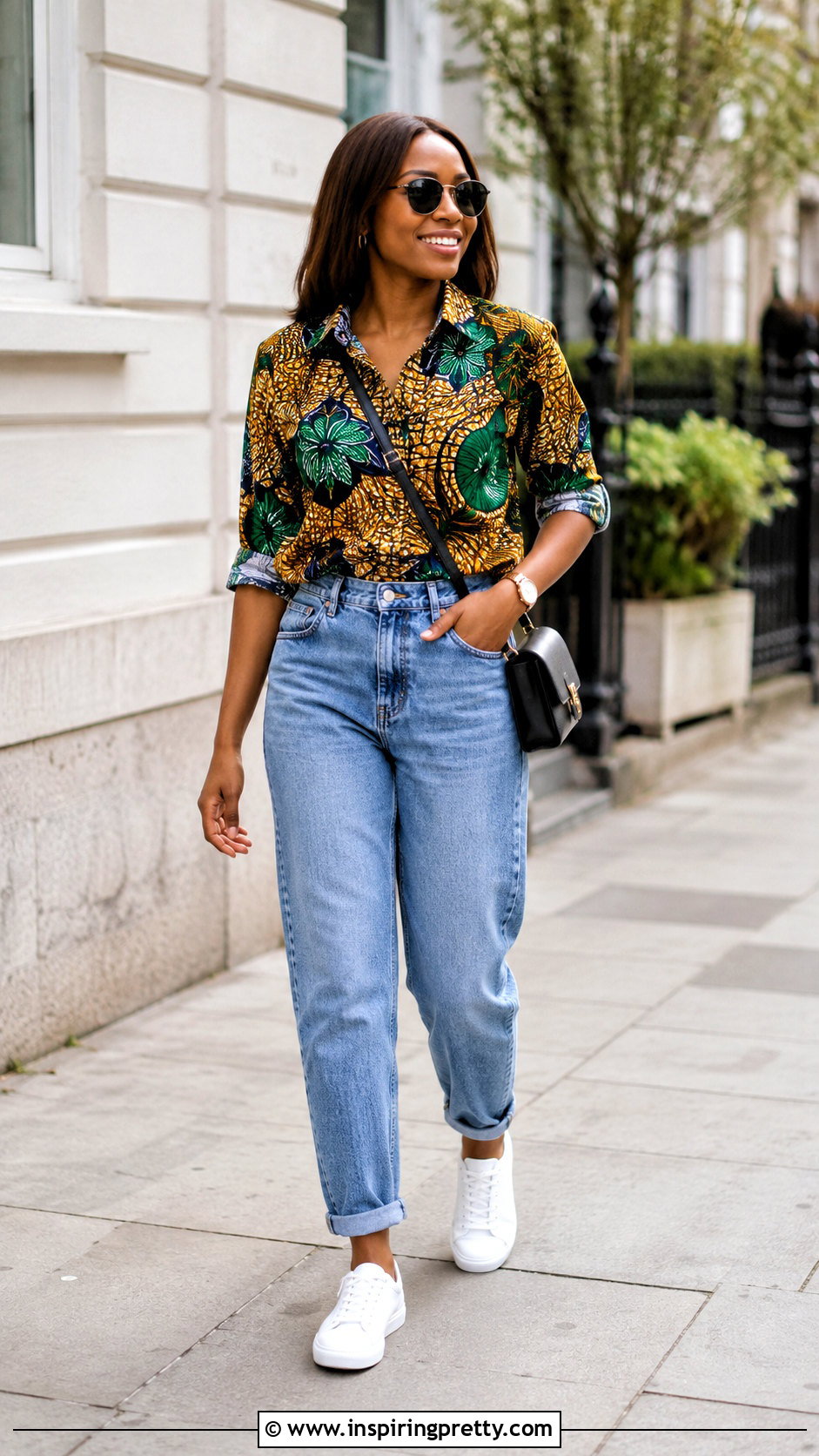 Ankara Shirt Top With Mom Jeans - 50 latest ankara top styles
