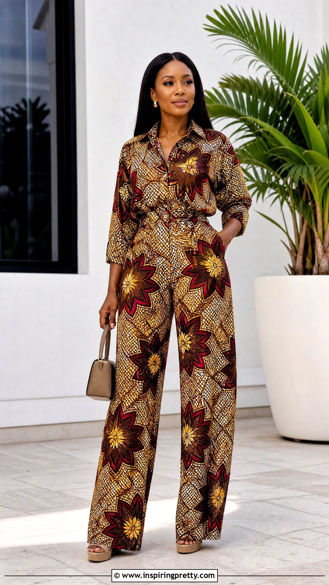 Ankara Shirt With Matching Wide Leg Pants - 50 cute ankara tops outfit ideas