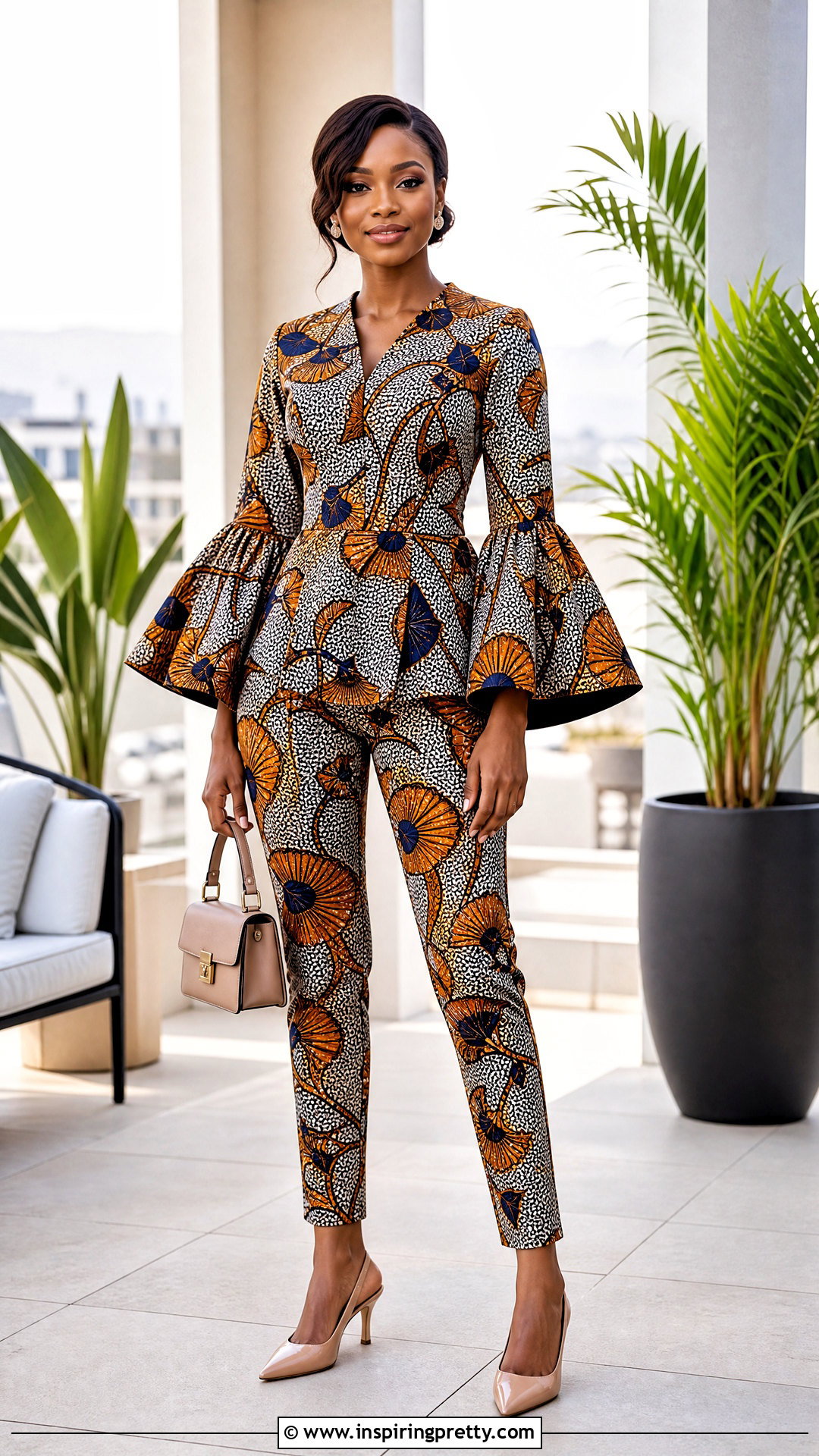 Ankara Slim Trousers And Bell Sleeve Top Outfit - 20 ankara trouser and top for women outfits