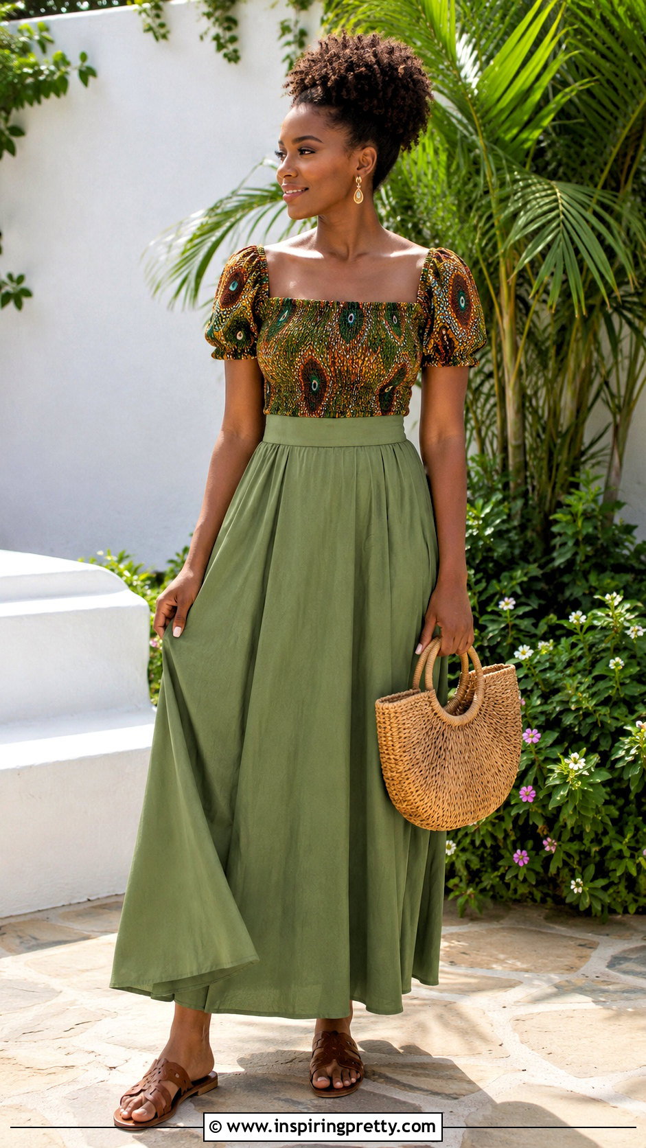 Ankara Smocked Top With Maxi Skirt - 50 latest ankara top styles