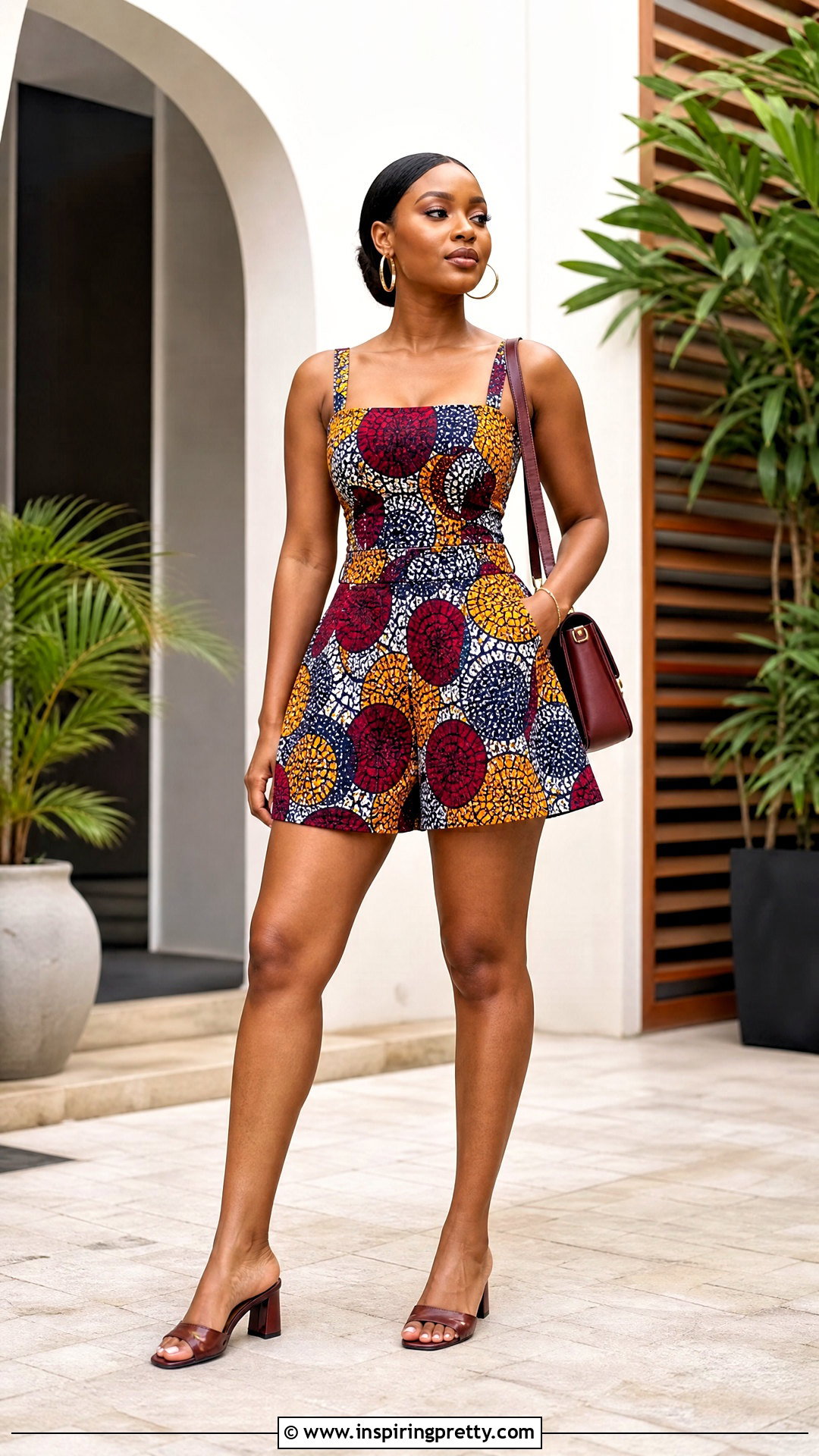 Ankara Square Neck Top And A Line Shorts - 50 ankara shorts and top for ladies