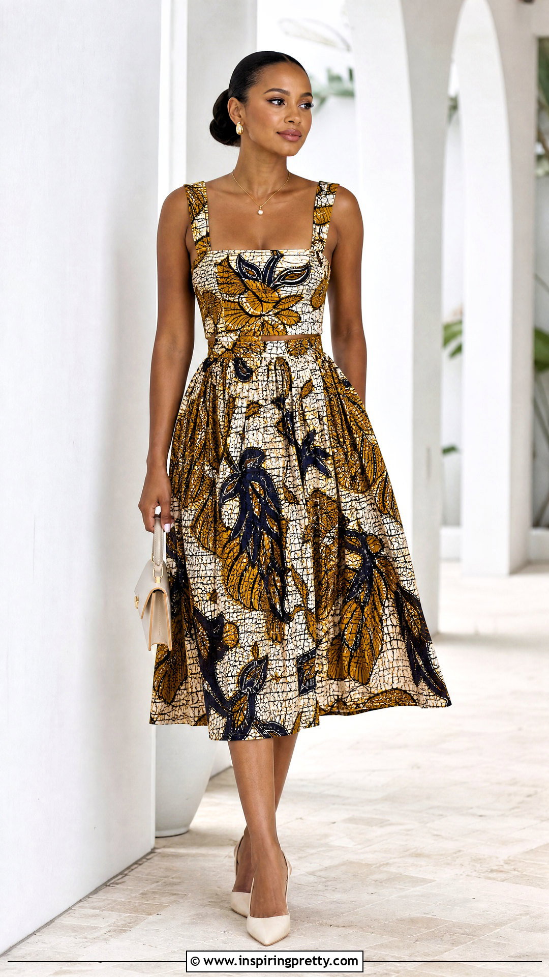 Ankara Square Neck Top And A Line Skirt - 50 Skirt And Top Ankara Styles