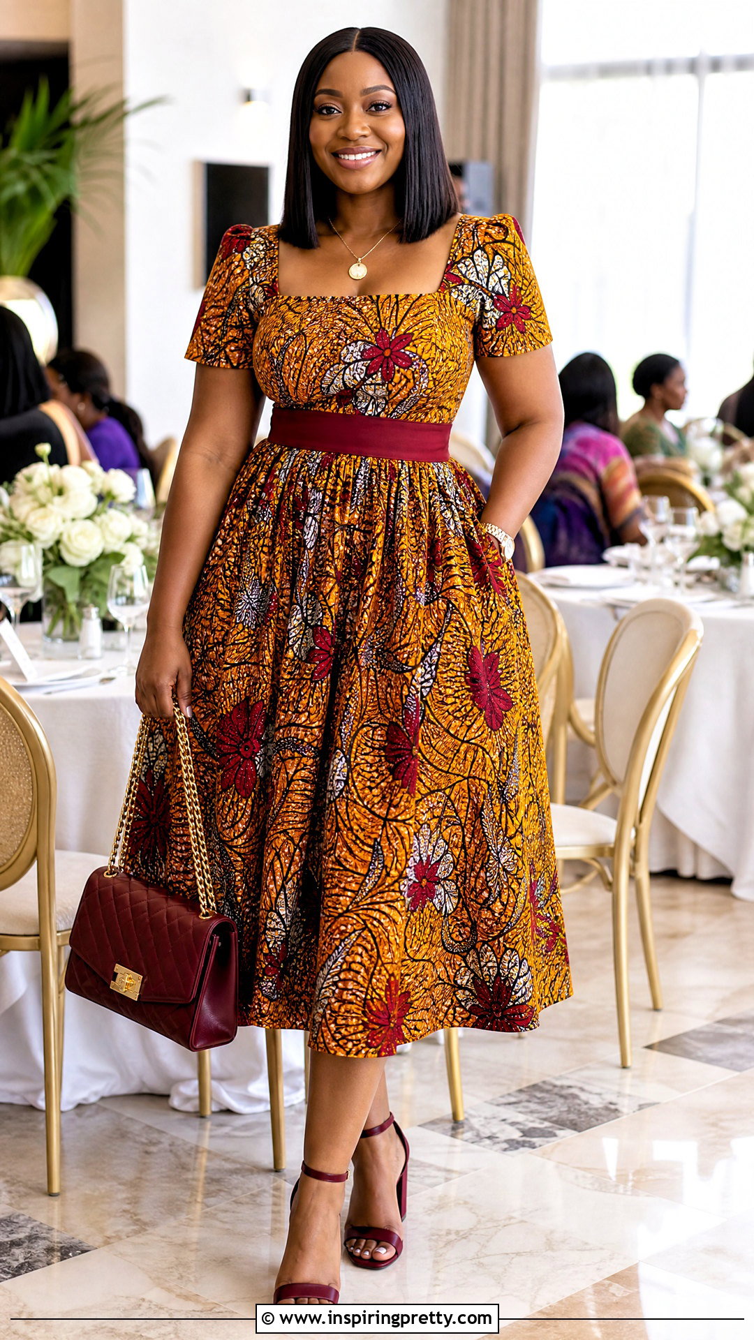 Ankara Square Neck Top And Gathered Skirt Outfit - 50 ankara top and skirt outfits