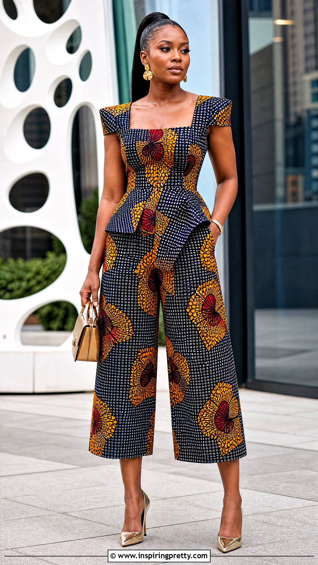 Ankara Structured Top And Culotte Trouser Set - 50 Ankara Two Pieces Trouser And Tops