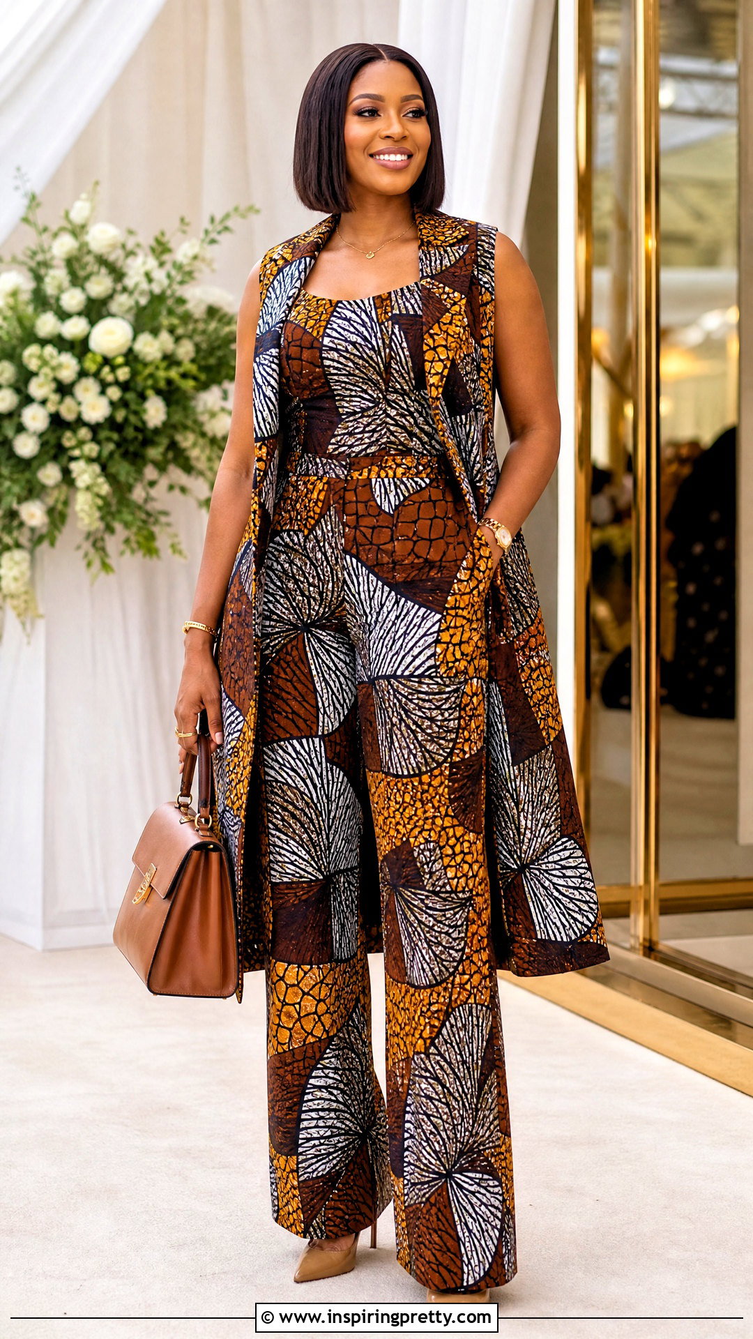 Ankara Three Piece Trouser And Top Set - 50 trouser and top ankara styles