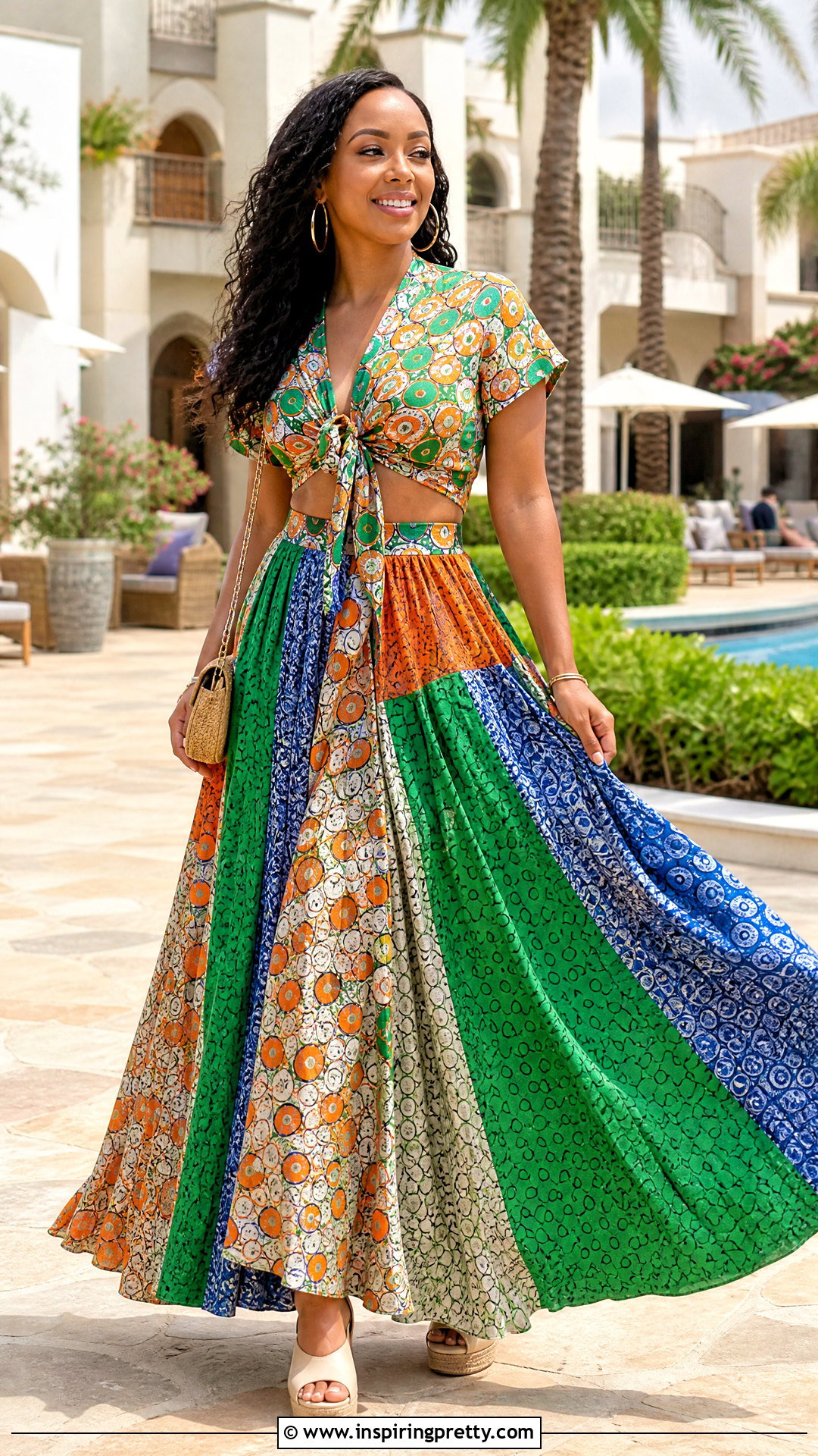 Ankara Tie Front Top And Maxi Skirt - 50 Skirt And Top Ankara Styles