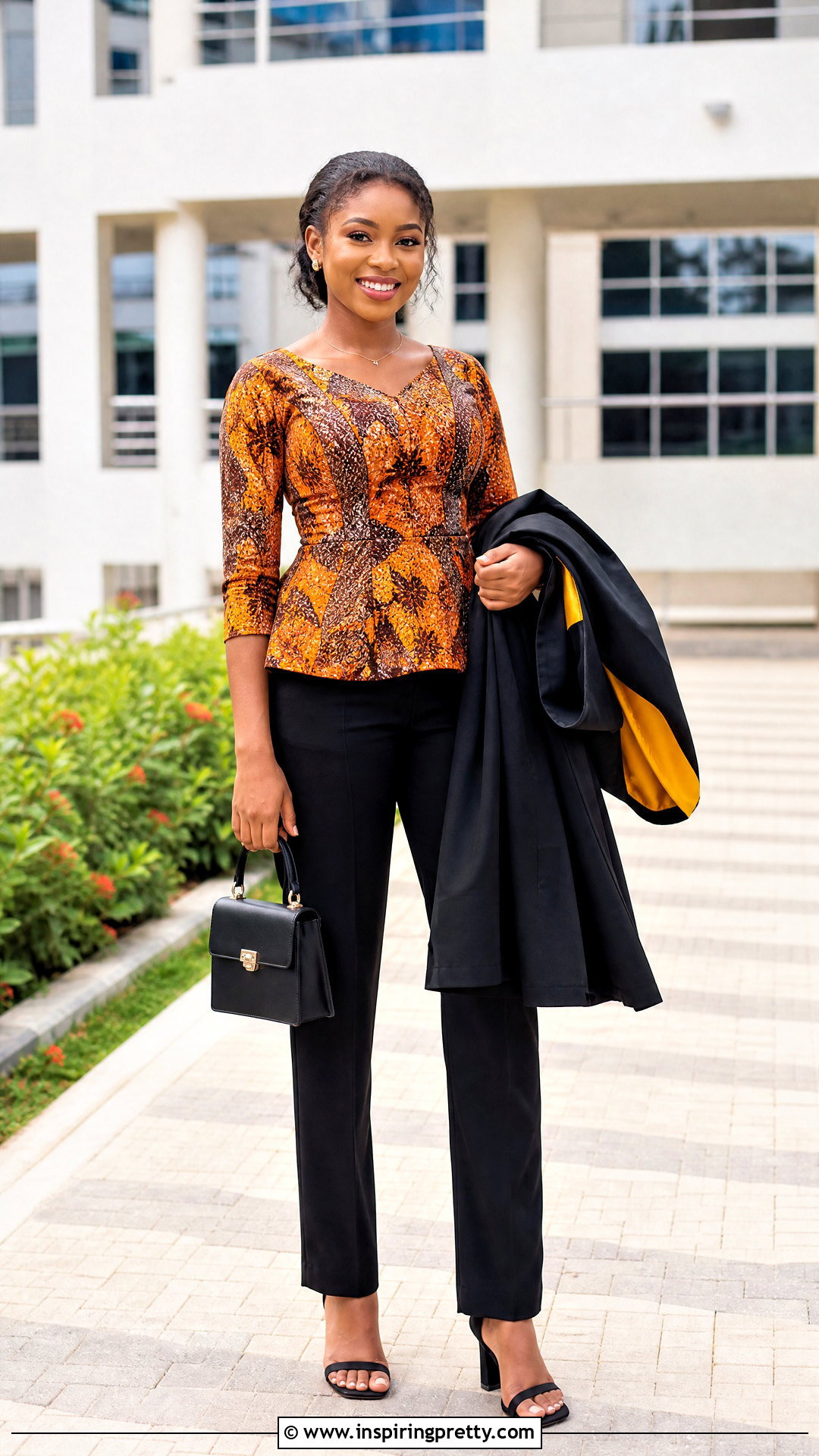 Ankara Top Graduation Outfit With Tailored Pants - 50 cute ankara tops outfit ideas