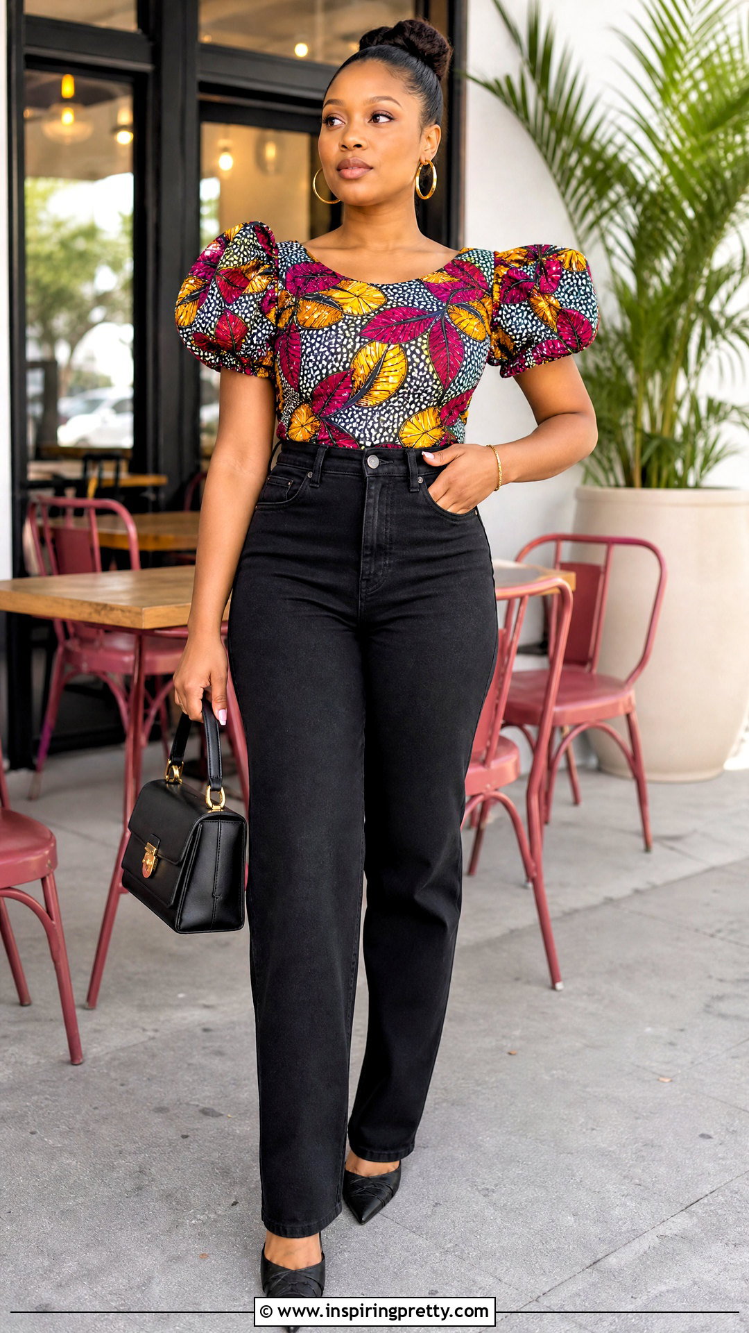 Ankara Top With Black Jeans - 50 cute ankara tops outfit ideas