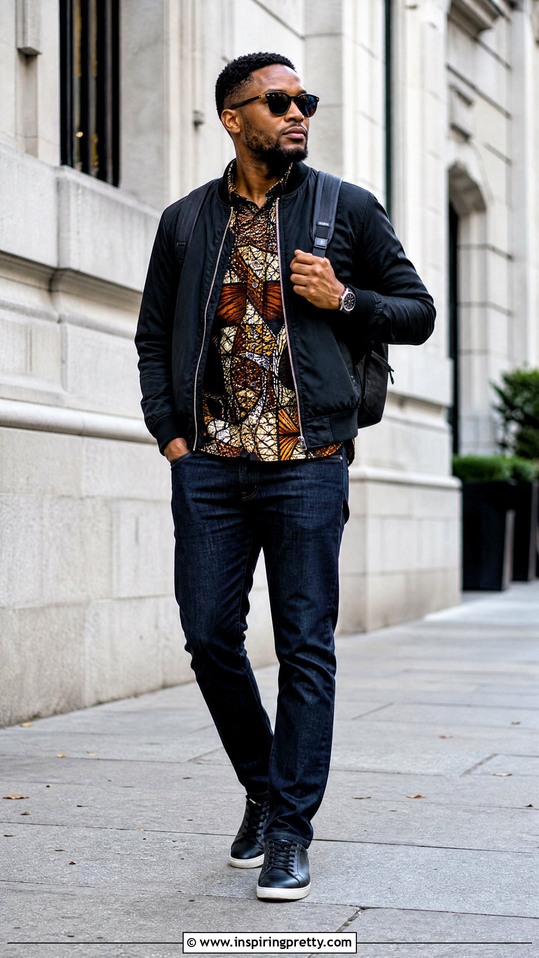 Ankara Top With Bomber Jacket And Jeans - 50 ankara top for men outfit ideas