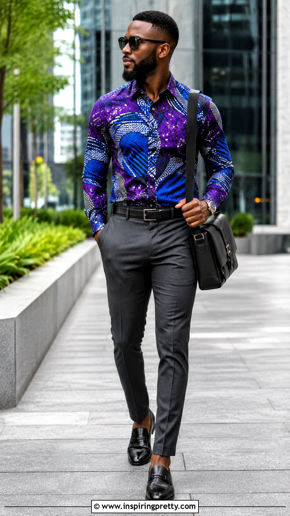 Ankara Top With Gray Pants - 20 men ankara top outfit ideas