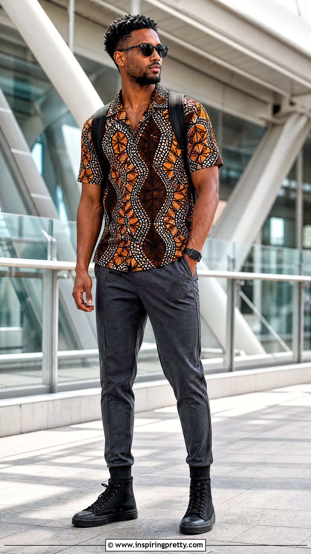 Ankara Top With Joggers And High Top Sneakers - 50 ankara top for men outfit ideas