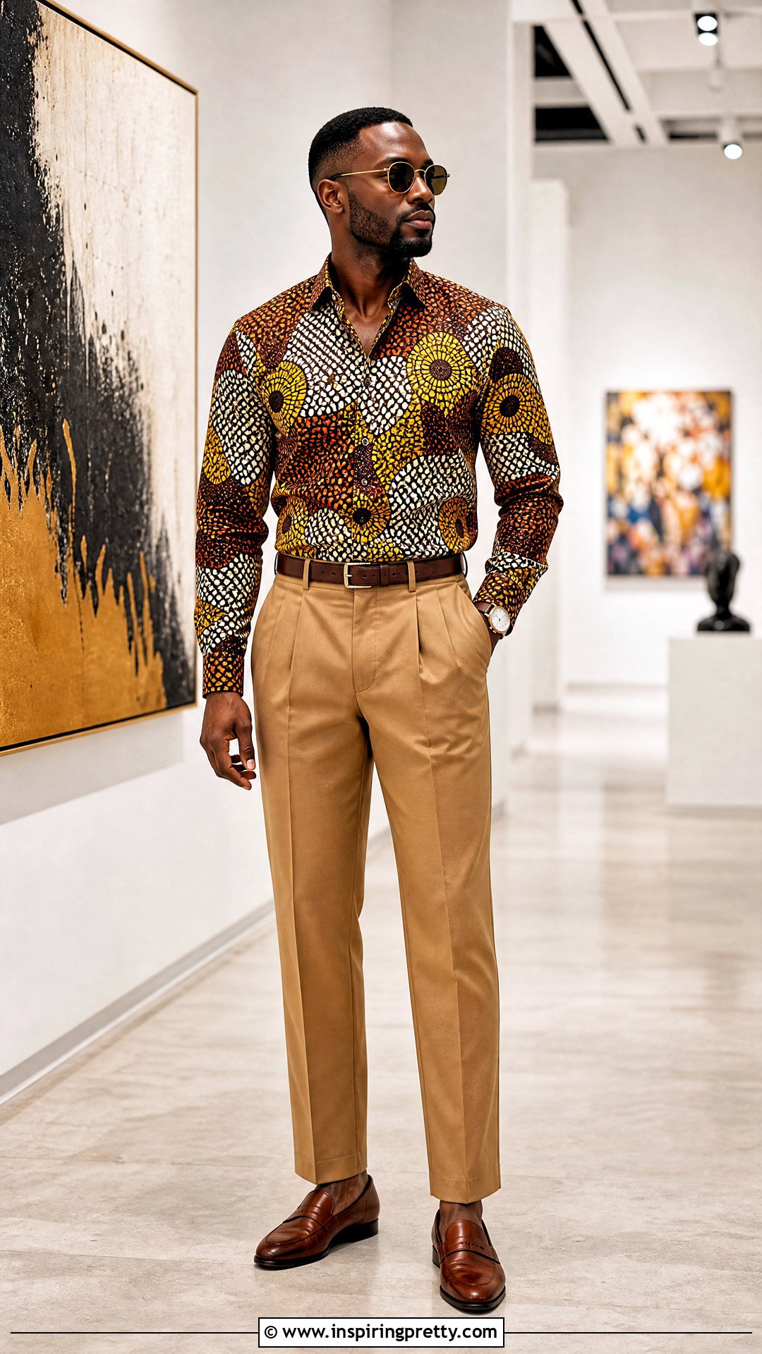 Ankara Top With Pleated Trousers And Loafers - 50 ankara top for men outfit ideas
